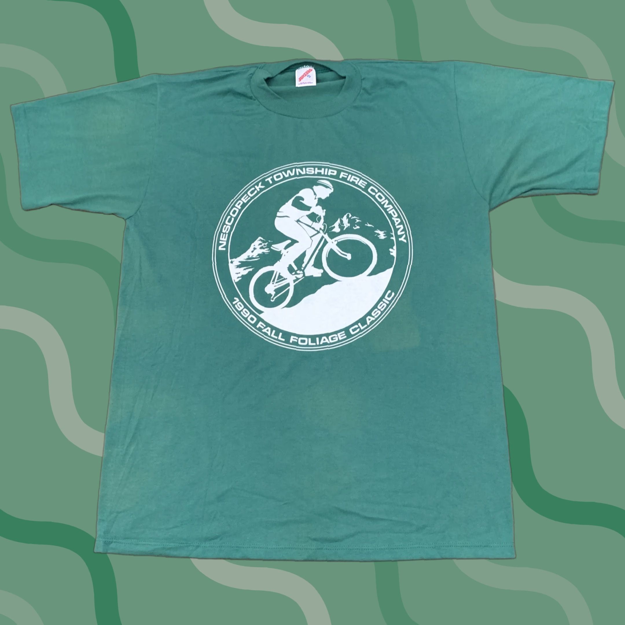 Jerzees VINTAGE JERZEES Nescopeck Township Fire Biking T-Shirt XL Green 1990 Mens Size US XL / EU 56 / 4 - 1 Thumbnail