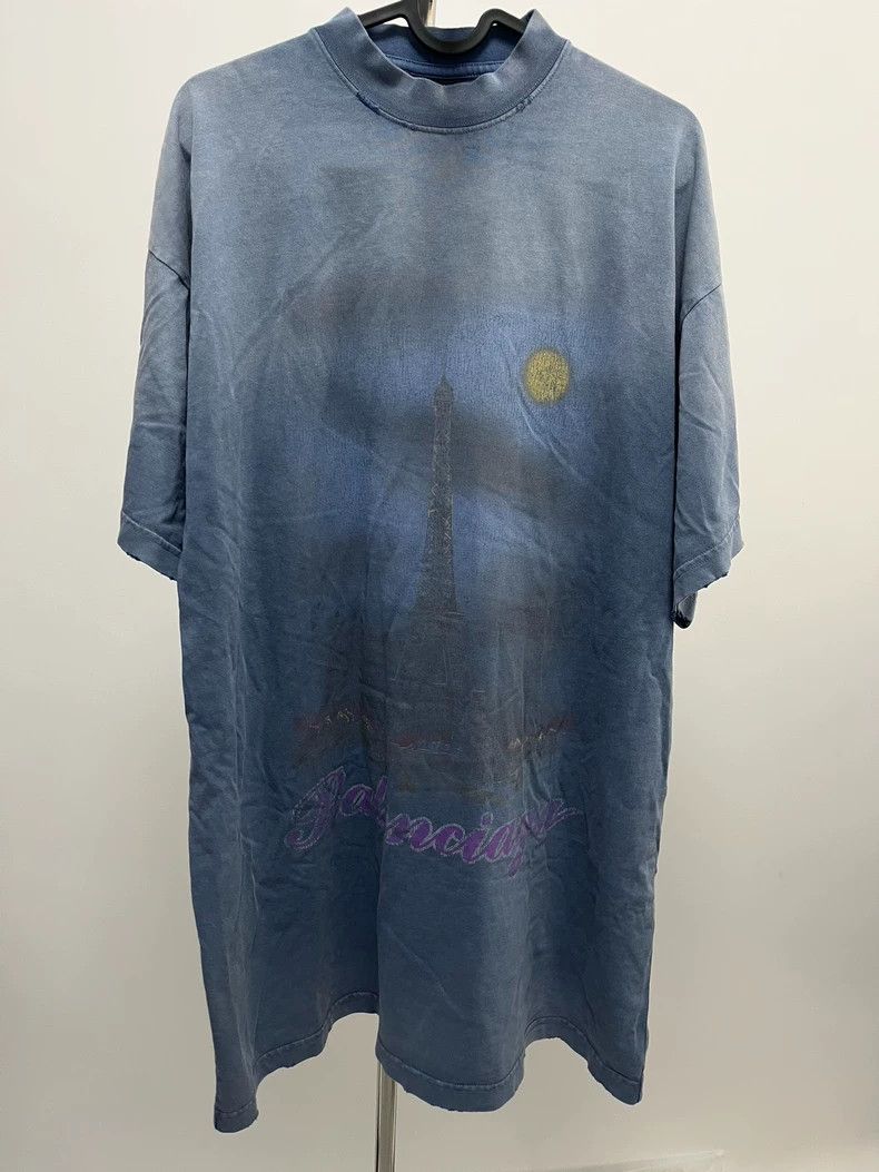 Balenciaga Balenciaga Blue Eiffel Tower Short Sleeve Shirt - dmc Size US M / EU 48-50 / 2 - 1 Thumbnail