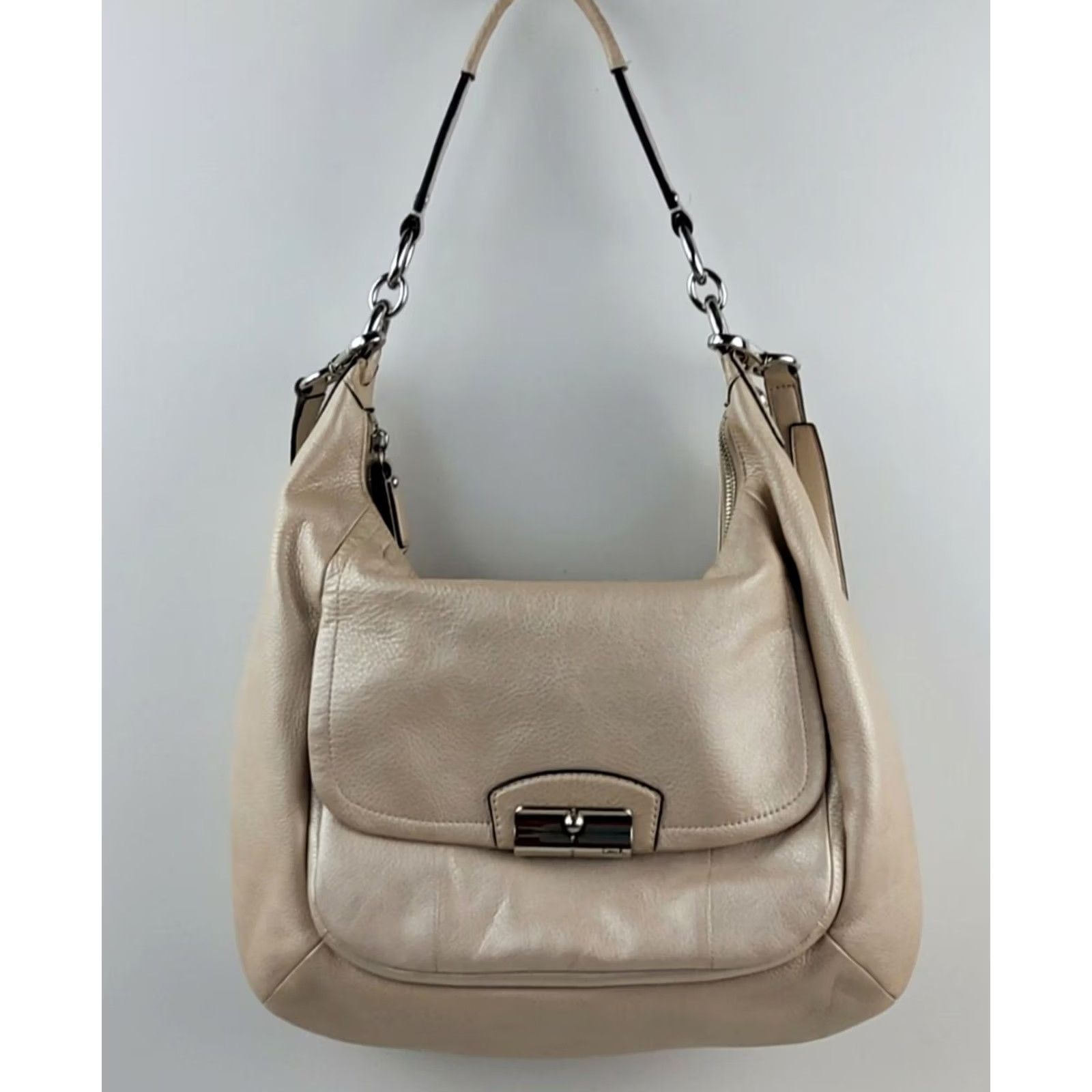 Coach Coach Kristin Leather Large Hobo F22309 Champagne Silver Shoulder Handbag Purse Size ONE SIZE - 4 Thumbnail