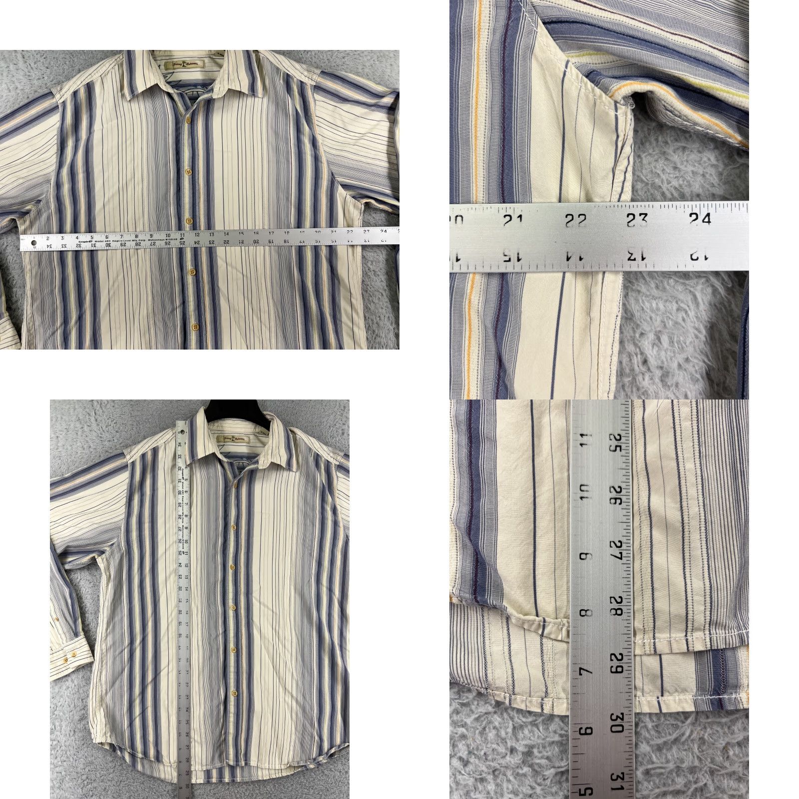 Tommy Bahama Tommy Bahama Shirt Mens Large Beige Blue Stripe Button Up Hawaiian 100% Silk Size US L / EU 52-54 / 3 - 8 Thumbnail