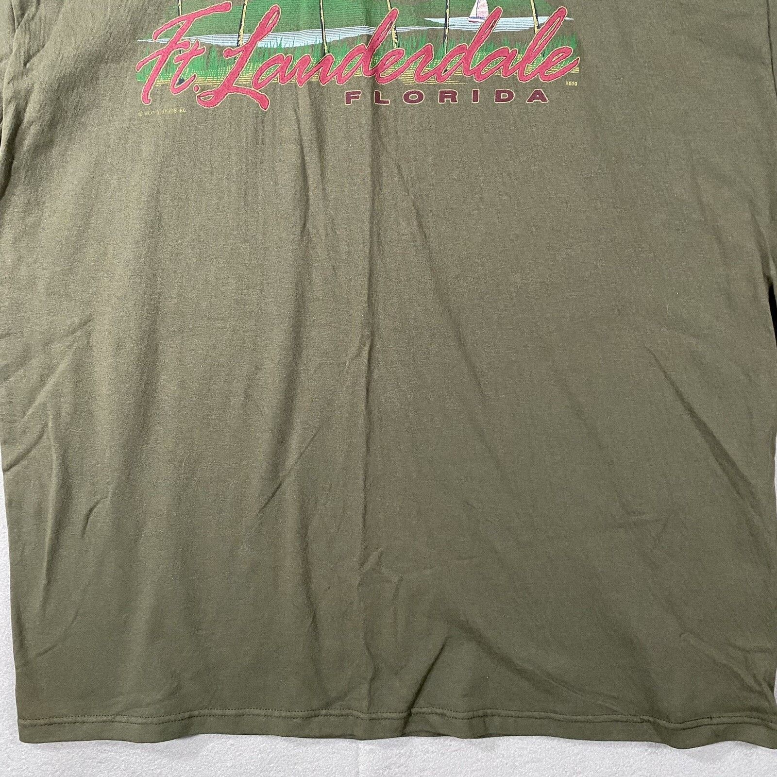Tultex Vintage Ft Lauderdale Florida Green Shirt USA Made Mens 2XL Size US XXL / EU 58 / 5 - 3 Thumbnail