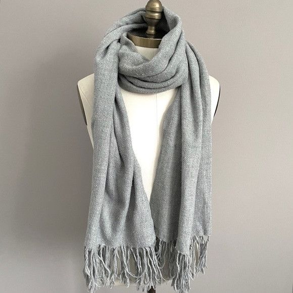 Acne Studios Acne Studios Gray Wool Oversized Fringed Scarf - Italy 🇮🇹 Size ONE SIZE - 2 Thumbnail