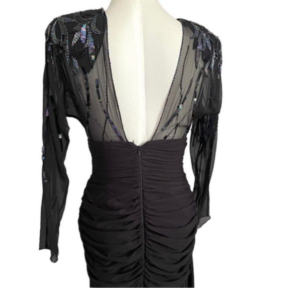 Casadei Vintage 80s Casadei Sequin Sheer Formal Midi Dress 🇺🇸 Size XS / US 0-2 / IT 36-38 - 11 Thumbnail