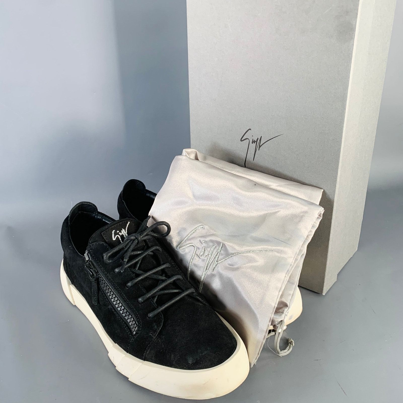 Giuseppe Zanotti GIUSEPPE ZANOTTI Size 12 Black Suede Double Zipper Sneakers Size US 12 / EU 45 - 9 Thumbnail