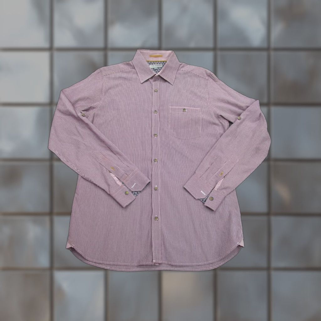 Ted Baker Ted Baker Shirt Mens Small Purple Gingham Check Button-Up Casual Classic Long Sleeve Size US S / EU 44-46 / 1 - 1 Thumbnail