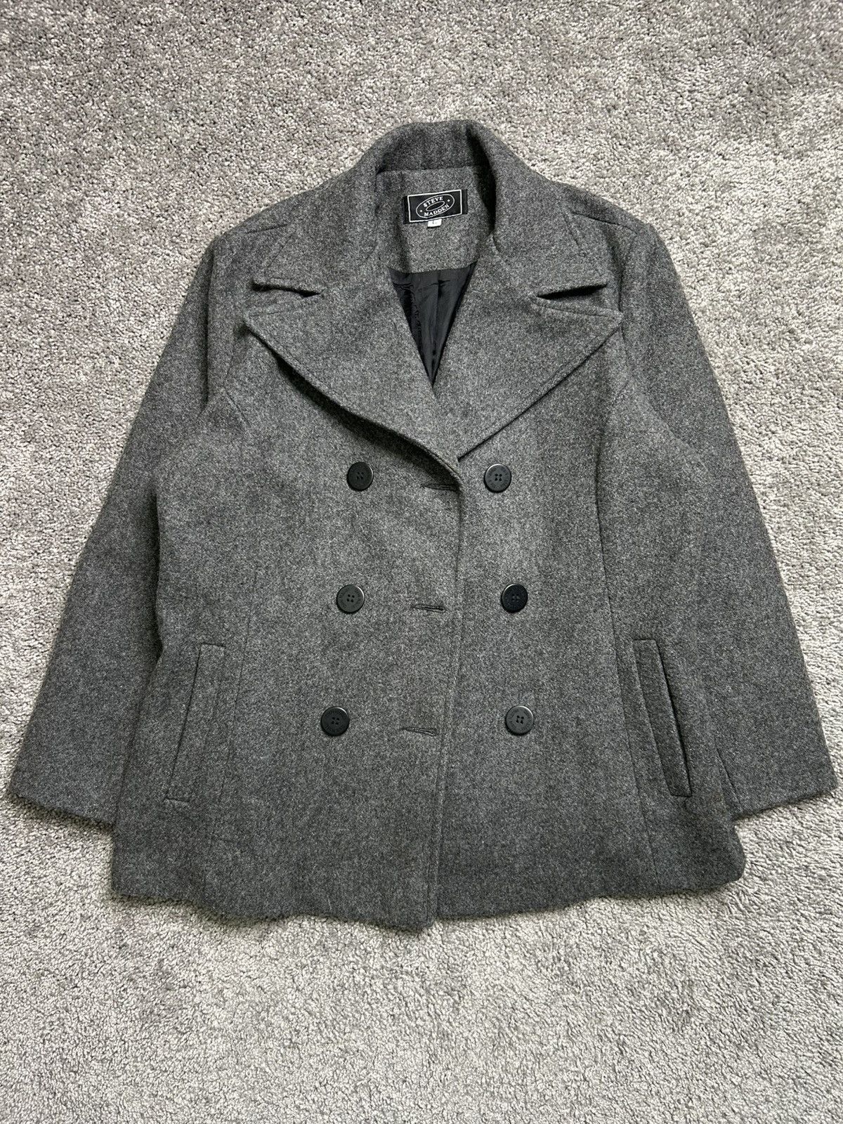 Steve Madden × Vintage Vintage 90s Steve Madden Double Breasted Wool Coat USA Size L / US 10 / IT 46 - 1 Thumbnail
