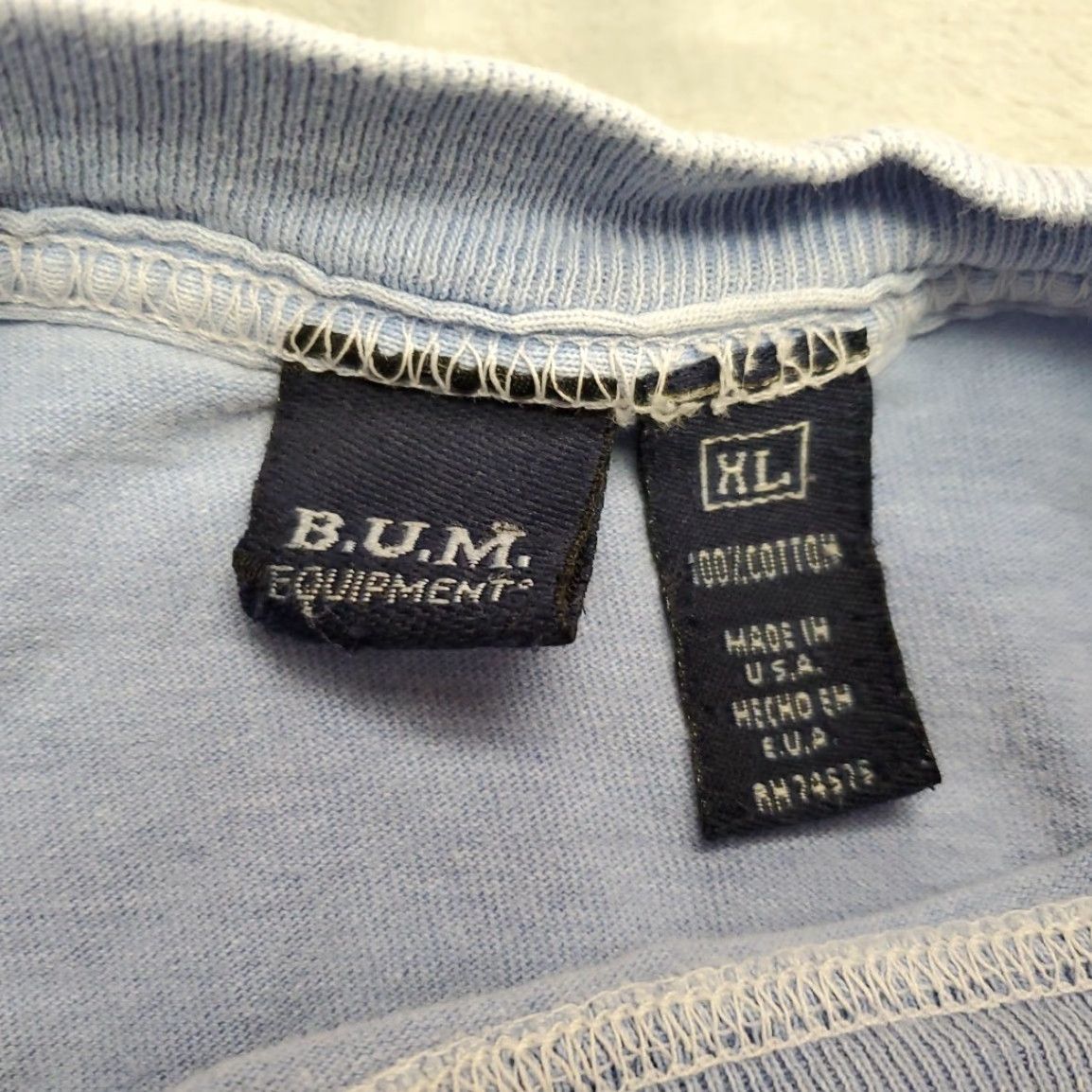 Vintage VINTAGE B.U.M. Equipment Shirt Men XL Blue Short Sleeve Crew Neck 90s Made in USA TEE Size US XL / EU 56 / 4 - 5 Thumbnail