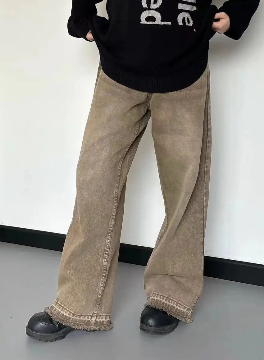 Designer × Japanese Brand Retro casual distressed washed straight leg loose jeans Size US 30 / EU 46 - 4 Thumbnail