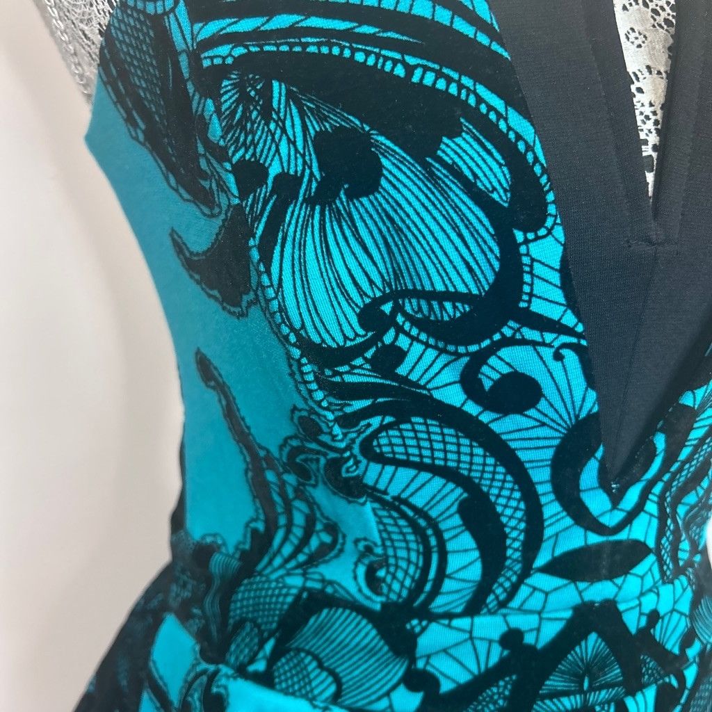 Other UK Lipsy Dress Turquoise and Black flocked size 8 Size M / US 6-8 / IT 42-44 - 8 Thumbnail