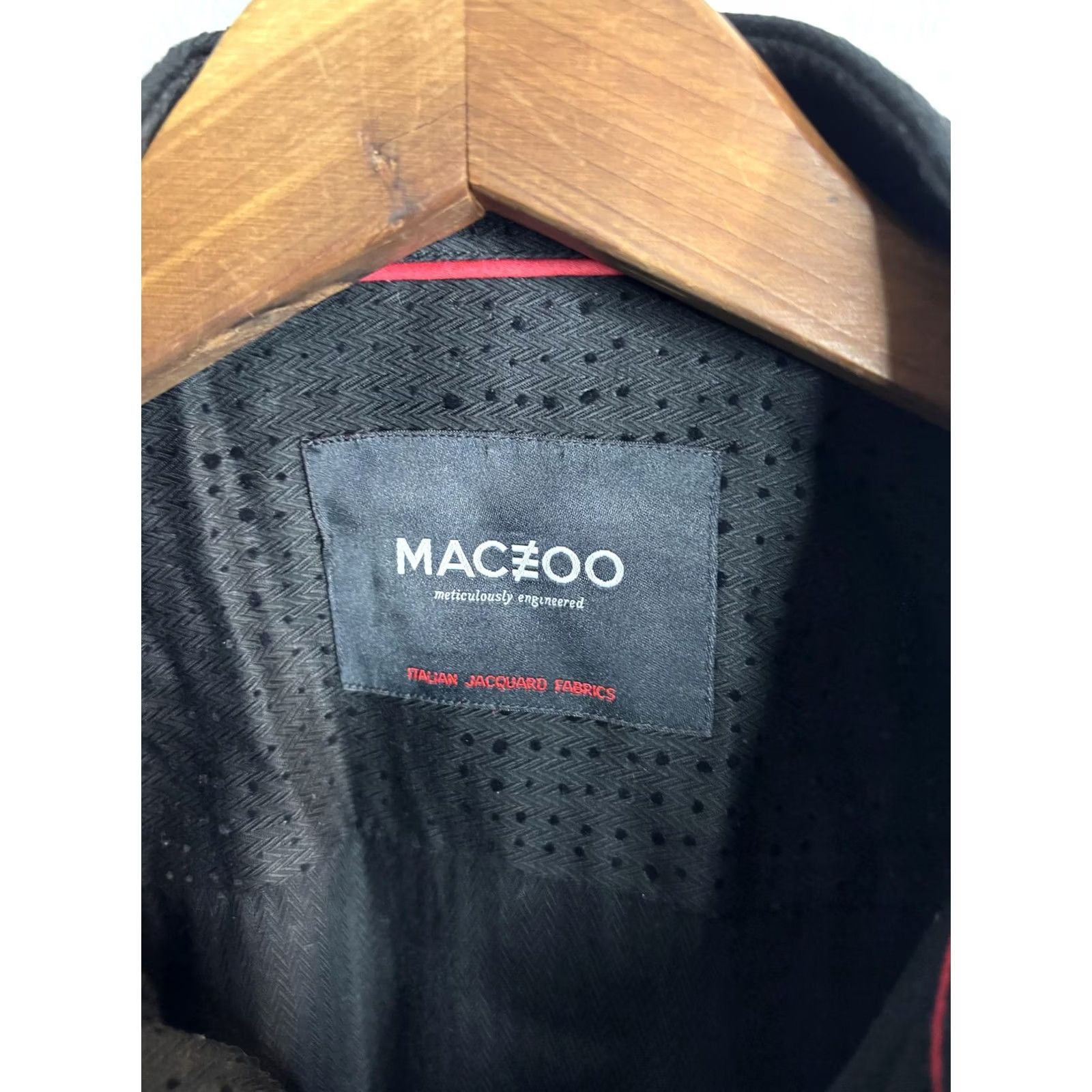 Maceoo Maceoo Shirt Mens M Black Italian Jacquard Long Sleeve Button Front Textured Size US M / EU 48-50 / 2 - 3 Thumbnail