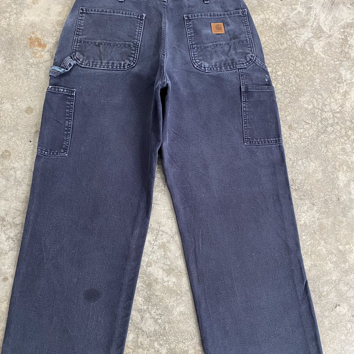 Carhartt VTG Carhartt Faded Midnight Blue Ripped Carpenter Pants Size US 33 - 19 Thumbnail
