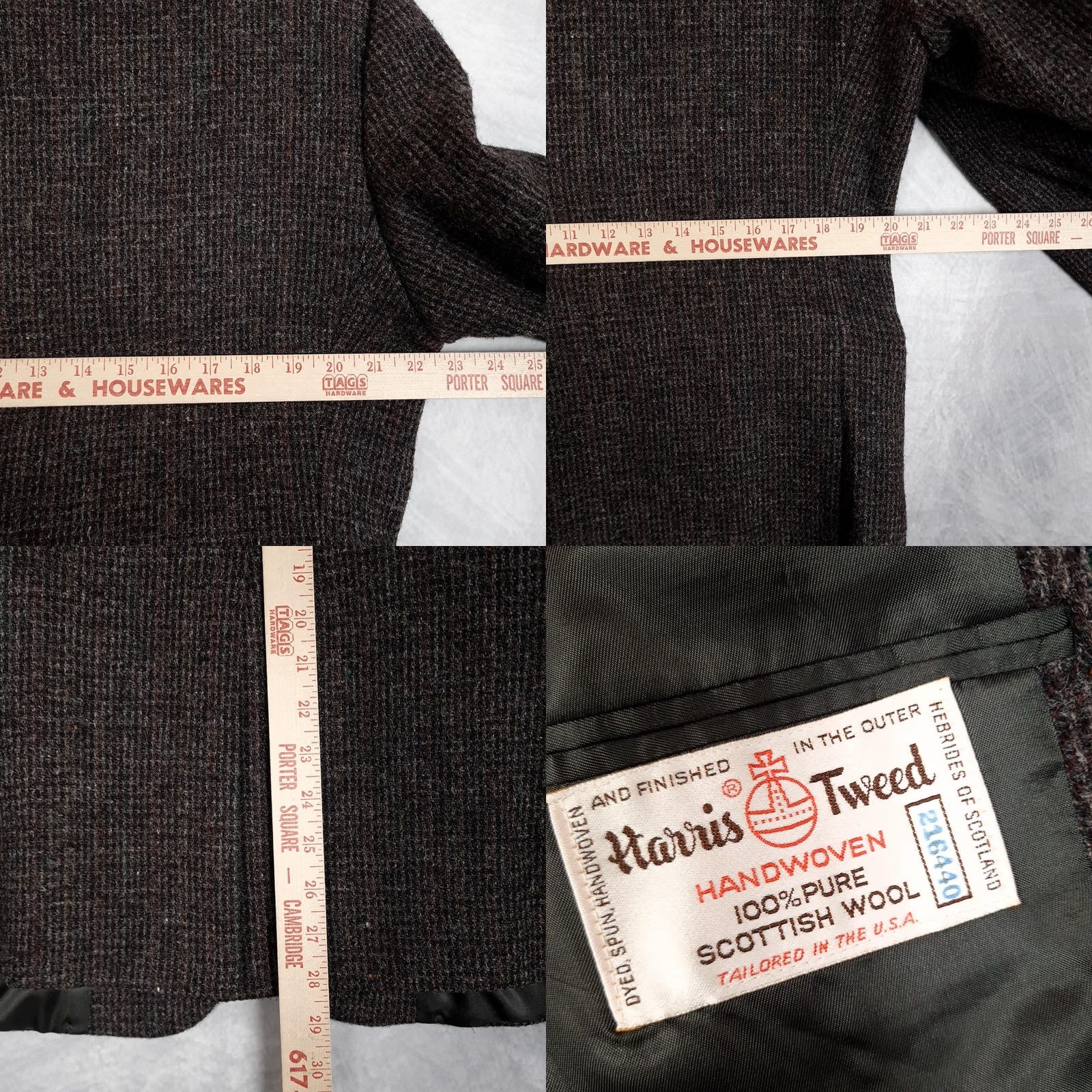 Harris Tweed VINTAGE Harris Tweed Blazer Mens 44 Gray Houndstooth Wool Sport Coat 80s Size 44R - 10 Thumbnail