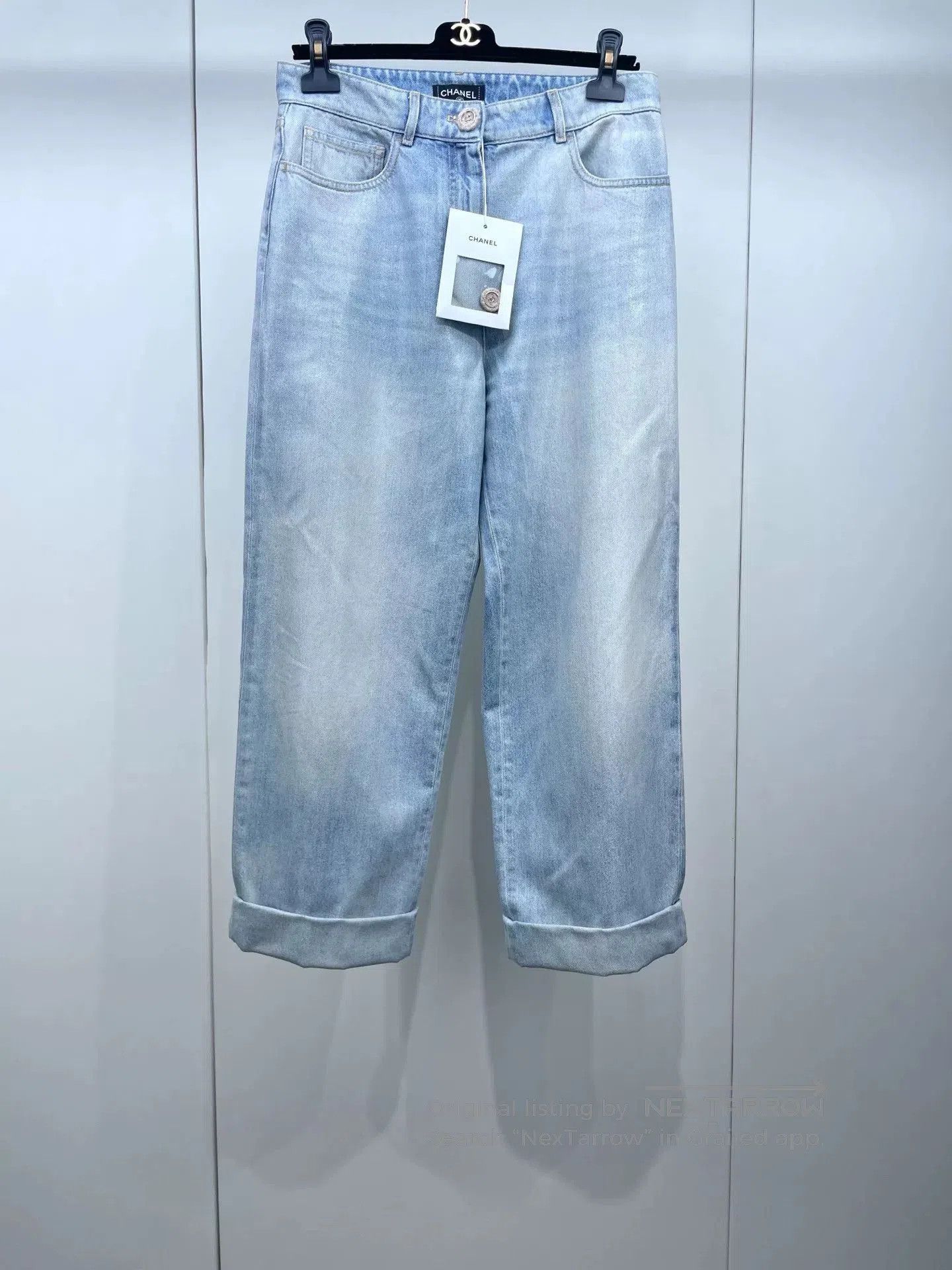 Chanel Chanel 24K Blue Coated Denim Straight Pants. Size 37" - 1 Thumbnail