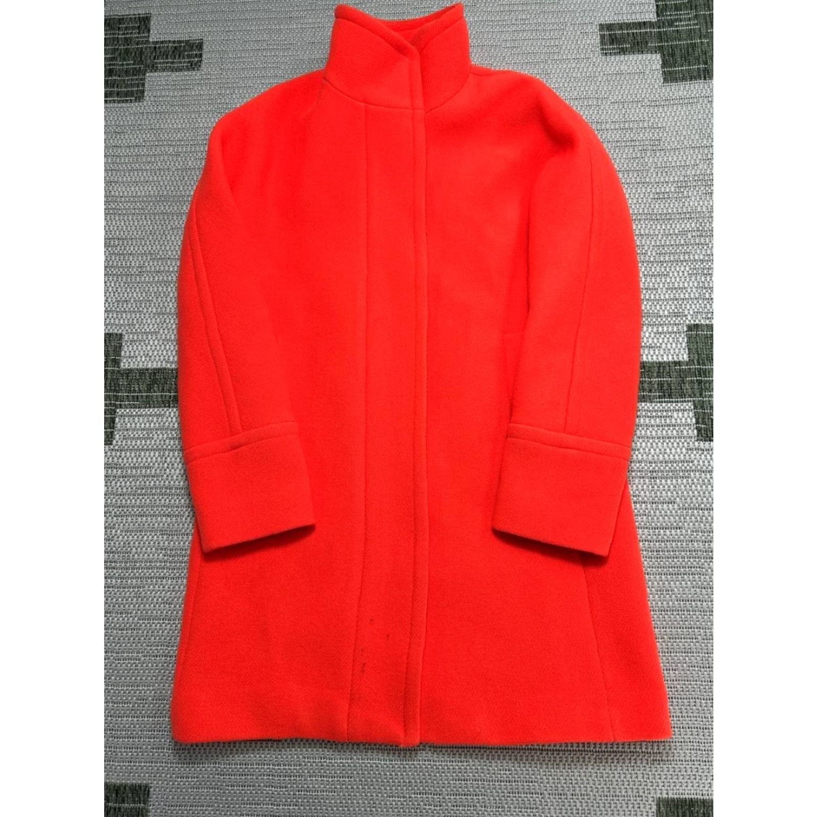 J.Crew VINTAGE J.CREW Coat Nello Gori Italian Stadium Cloth Orange Wool Pea Coat Womens 4 Zip Pockets Lined Funnel Neck Size S / US 4 / IT 40 - 2 Thumbnail