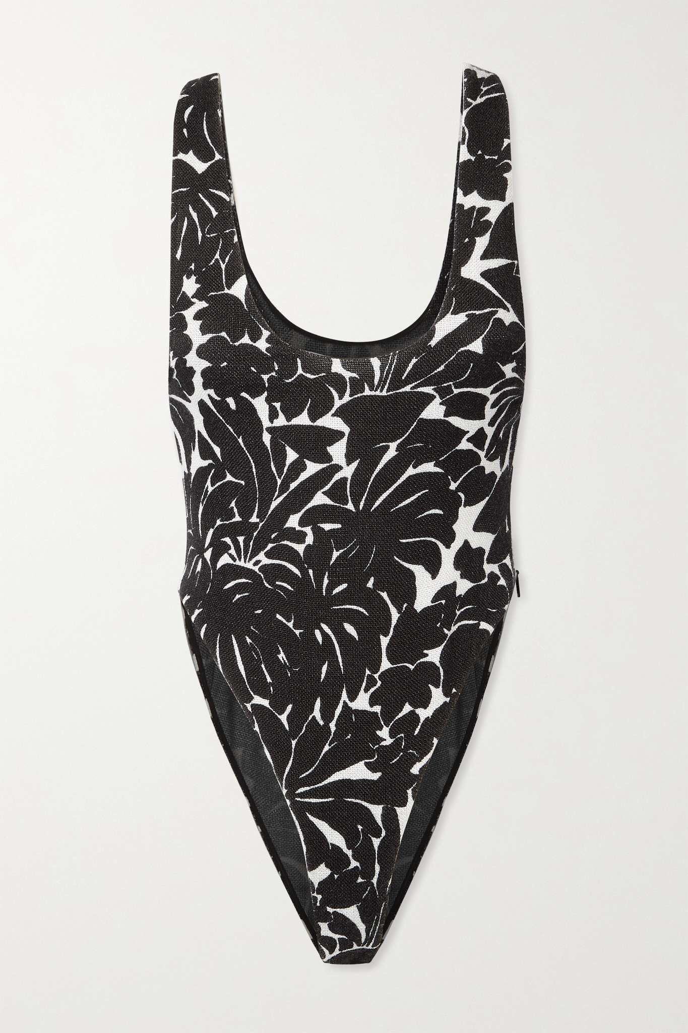 Saint Laurent Paris o1s1wg110625 Scoop-Neck Bodysuit in Palm Jersey Black/White Size M / US 6-8 / IT 42-44 - 1 Thumbnail