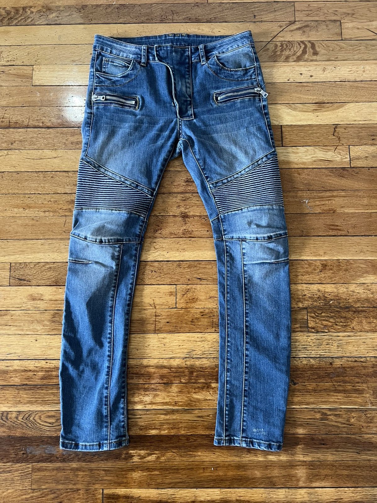 Pre-owned Balmain Biker Jeans In Blue