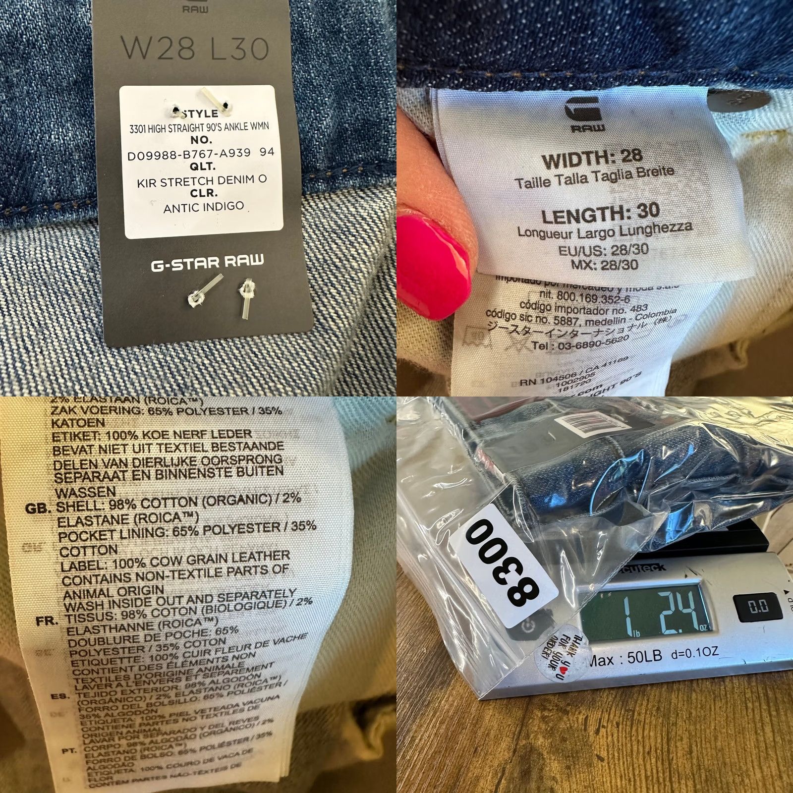 Vintage G-Star Raw 3301 High Straight 90s Ankle Jeans Antic Indigo W28 L30 Women 5-Pocket Denim Stretch Regular Button Zip Classic 90s Theme Size 28" / US 6 / IT 42 - 8 Thumbnail