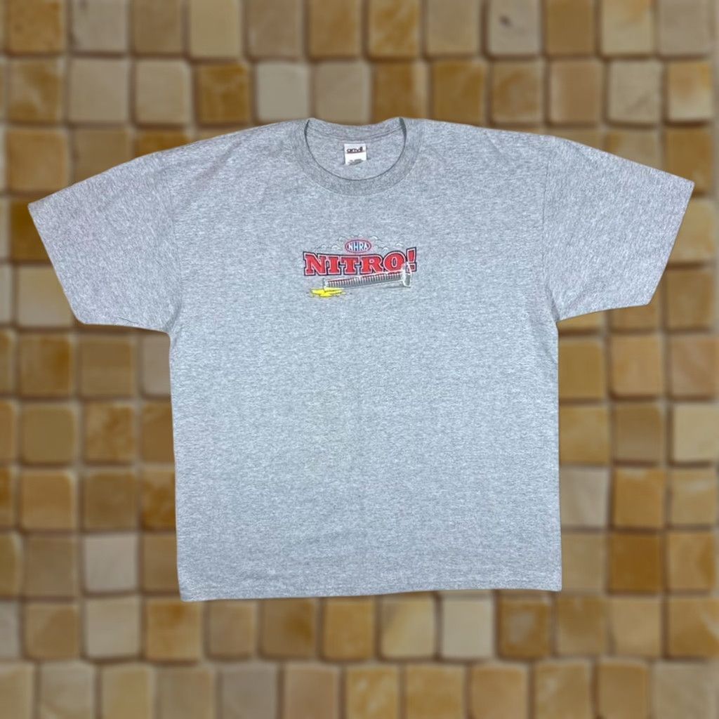 Anvil VINTAGE Anvil NHRA "Nitro" Motorsports Racing Spellout Graphic Grey T-Shirt XXL Mens Short Sleeve Cotton Graphic print to front and back Size US XXL / EU 58 / 5 - 1 Thumbnail