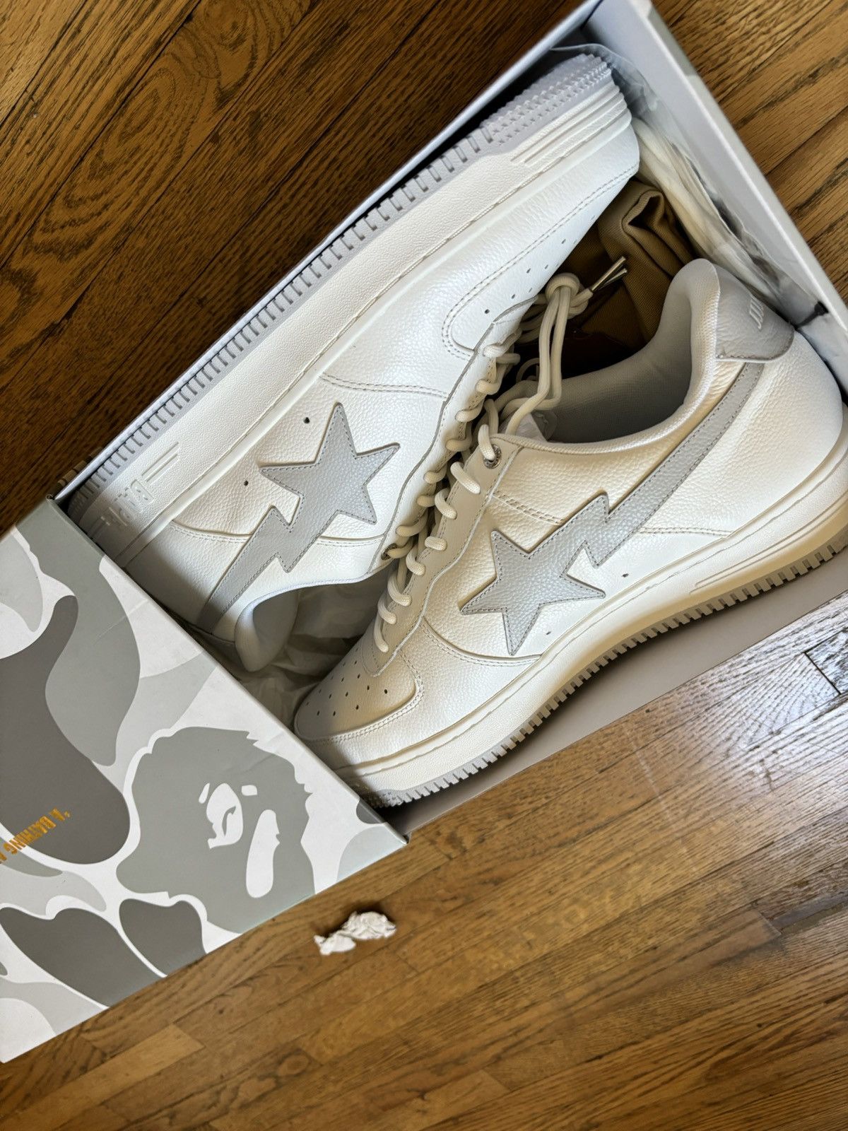 image of Bape Jjjound Bapesta Shoes in White, Men's (Size 13)