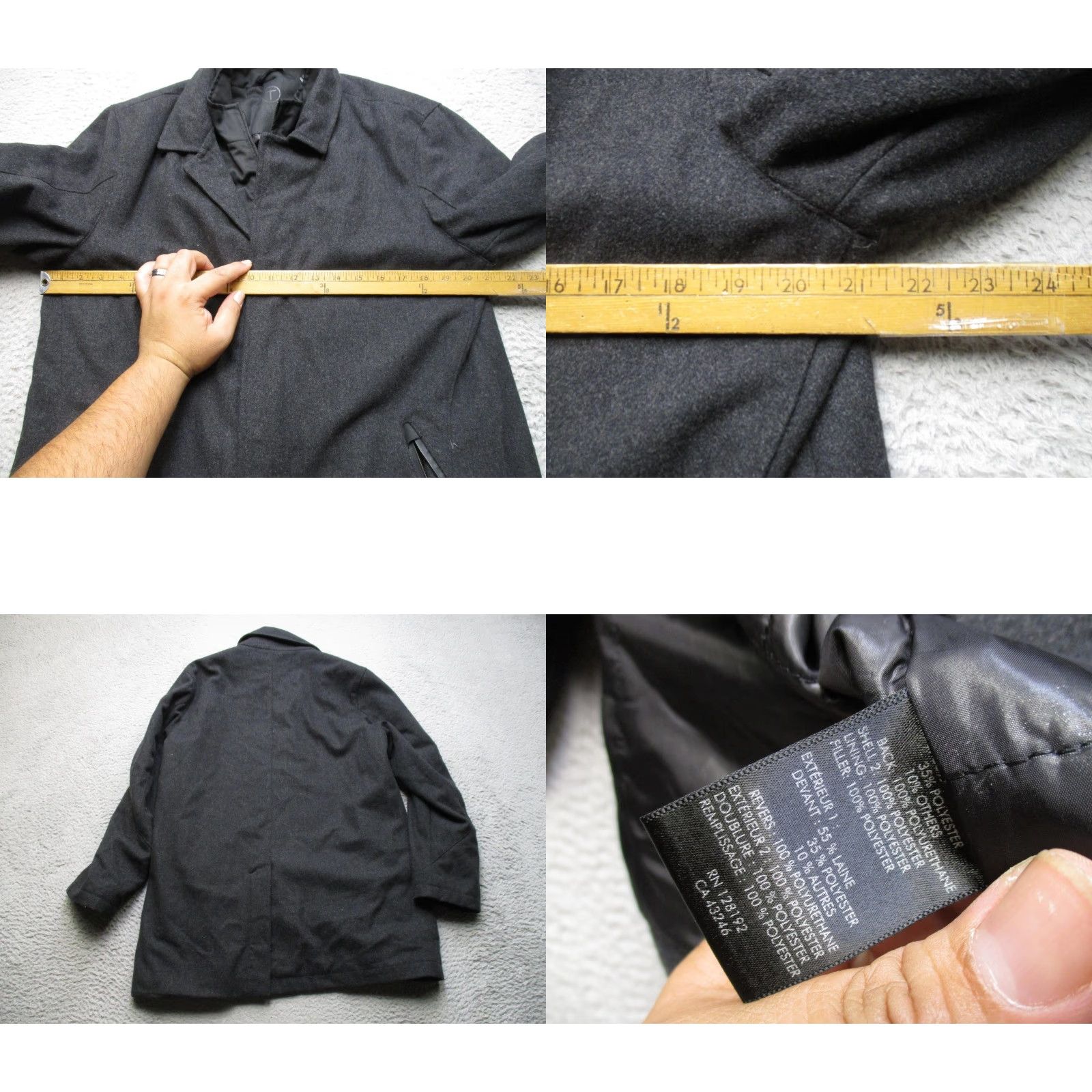 Tumi Tumi Coat Mens M Wool Black Quilted Lining Insulated Zip Pockets Tech Jacket Wool-Blend Pattern: Solid EST 1930s? (Oops) Size US M / EU 48-50 / 2 - 8 Thumbnail
