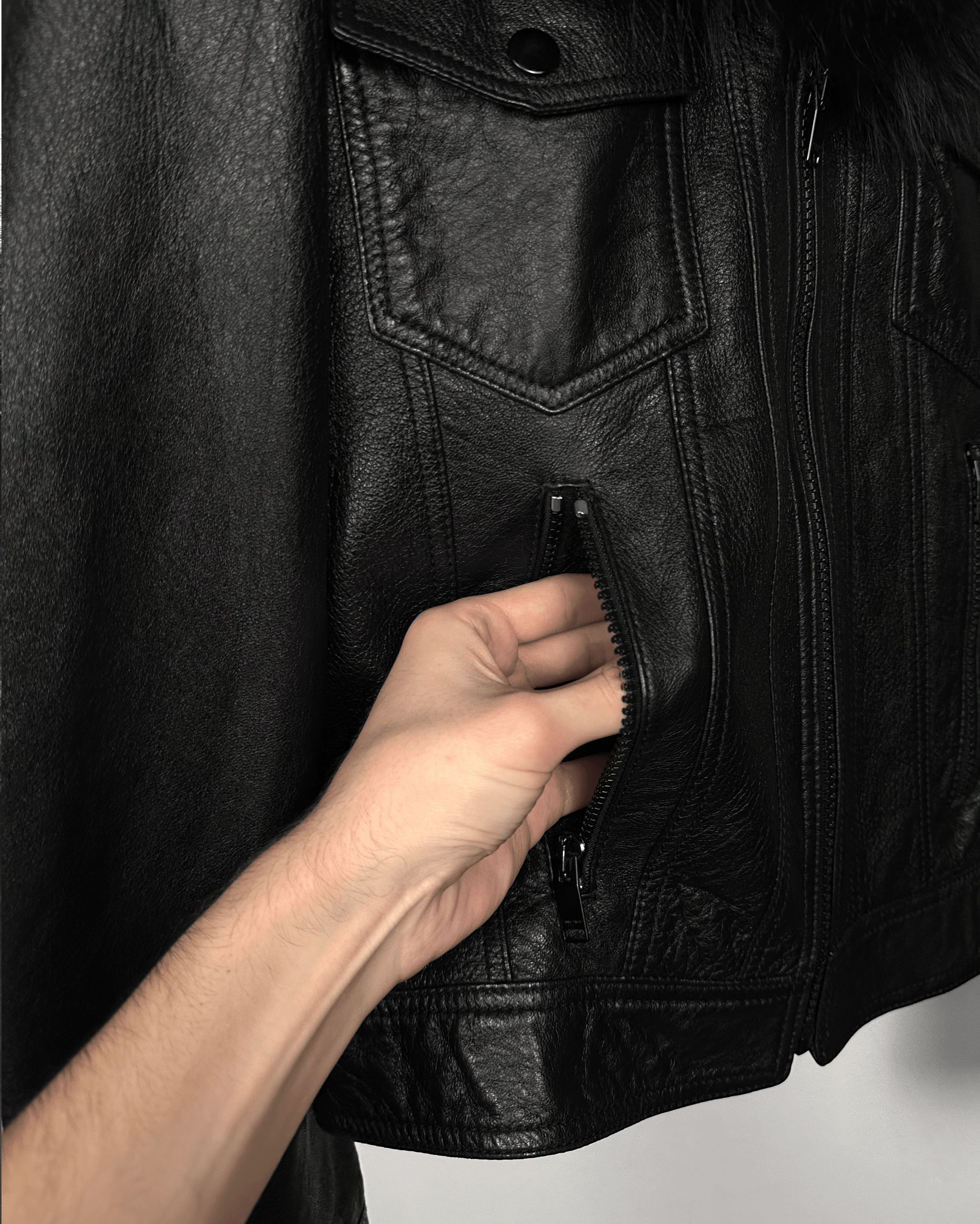 Saint Laurent Paris Saint Laurent Fur Collar Sample Leather Jacket Size US M / EU 48-50 / 2 - 5 Thumbnail