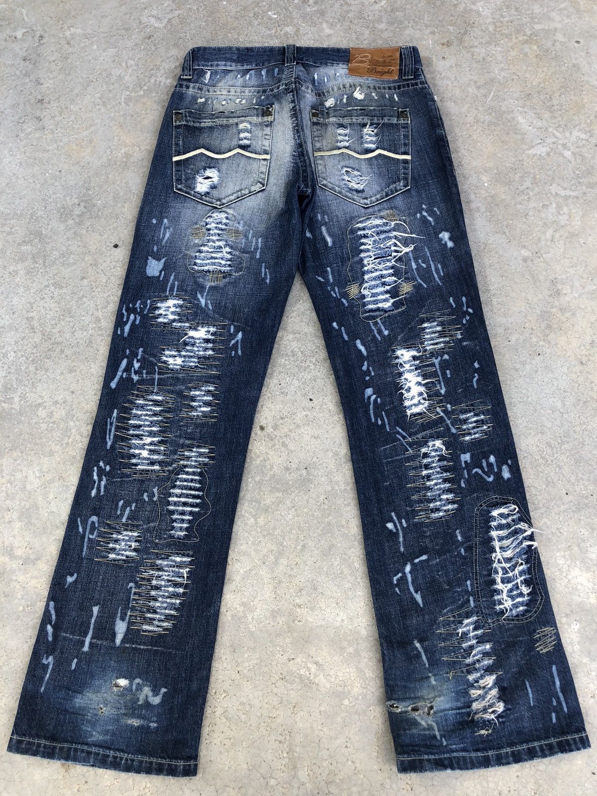 Ends Repair Japanese Bright Mini Flared Jeans Distressed Jeans Size US 33 - 2 Thumbnail