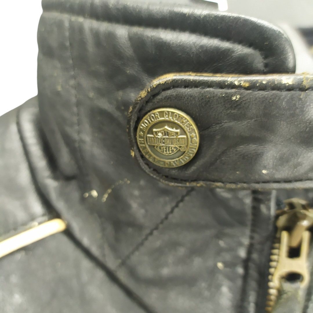 Harley Davidson TRASHED🔥 80's HD Patches Big Logo Leather Jacket #949 Size US M / EU 48-50 / 2 - 13 Thumbnail