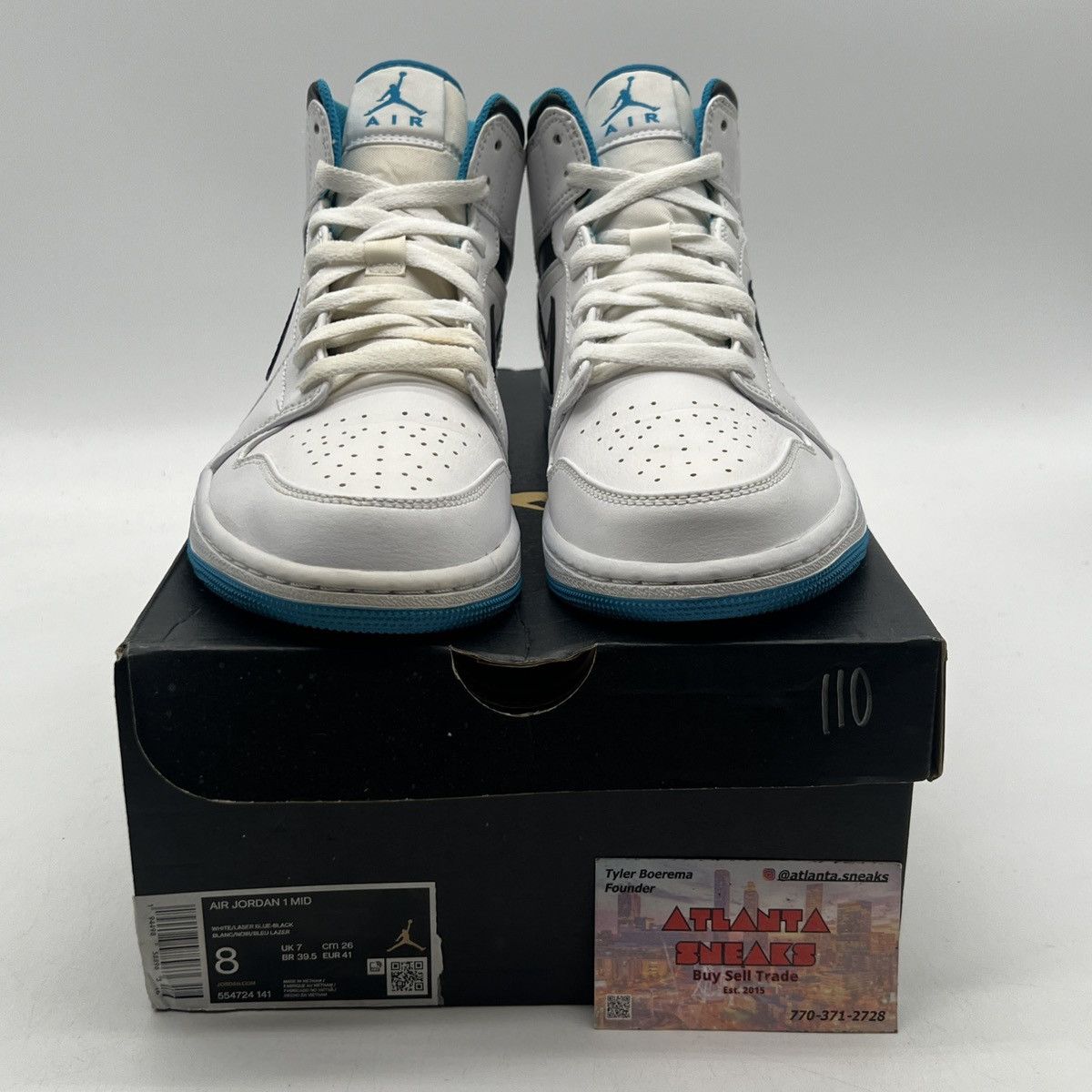 Nike Air Jordan 1 mid laser blue Size US 8 / EU 41 - 2 Thumbnail