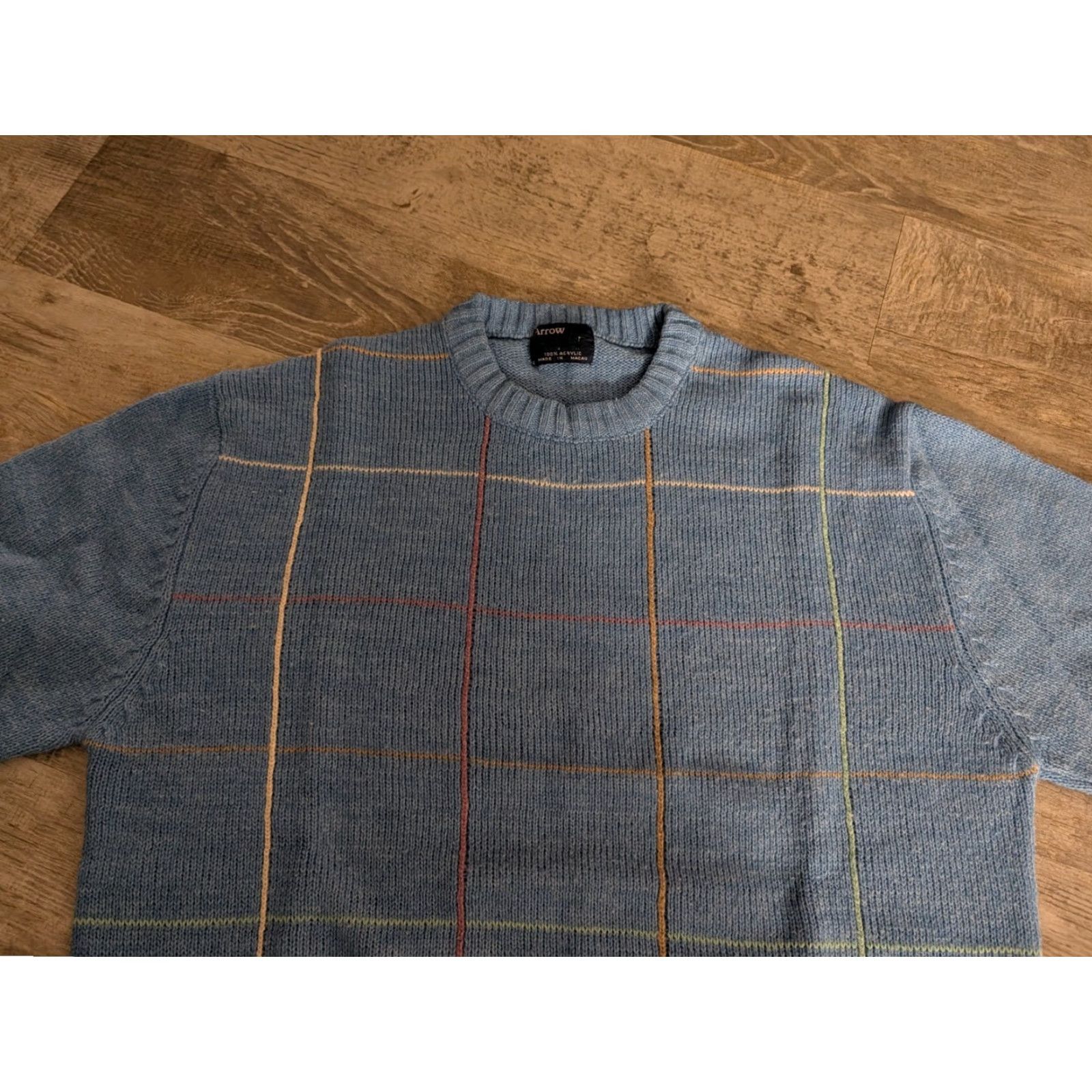 Arrow VINTAGE Arrow Sweater Men Large Blue Check Pullover Dad Theme Mens Size US L / EU 52-54 / 3 - 4 Thumbnail