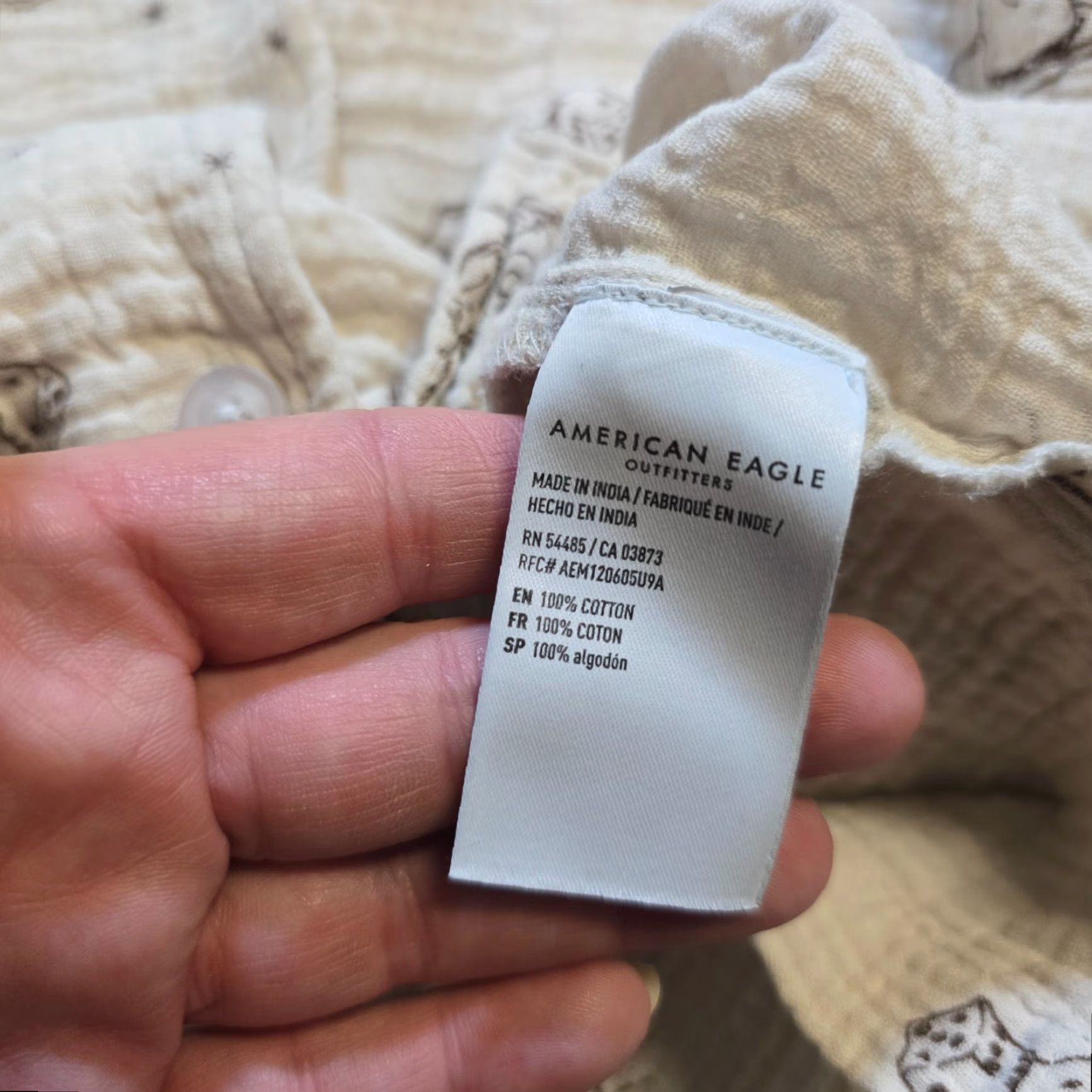 American Eagle Outfitters American Eagle Top Womens Small White Gauze Lounge Pajama Cowboy Western Casual Shirt Size S / US 4 / IT 40 - 7 Thumbnail