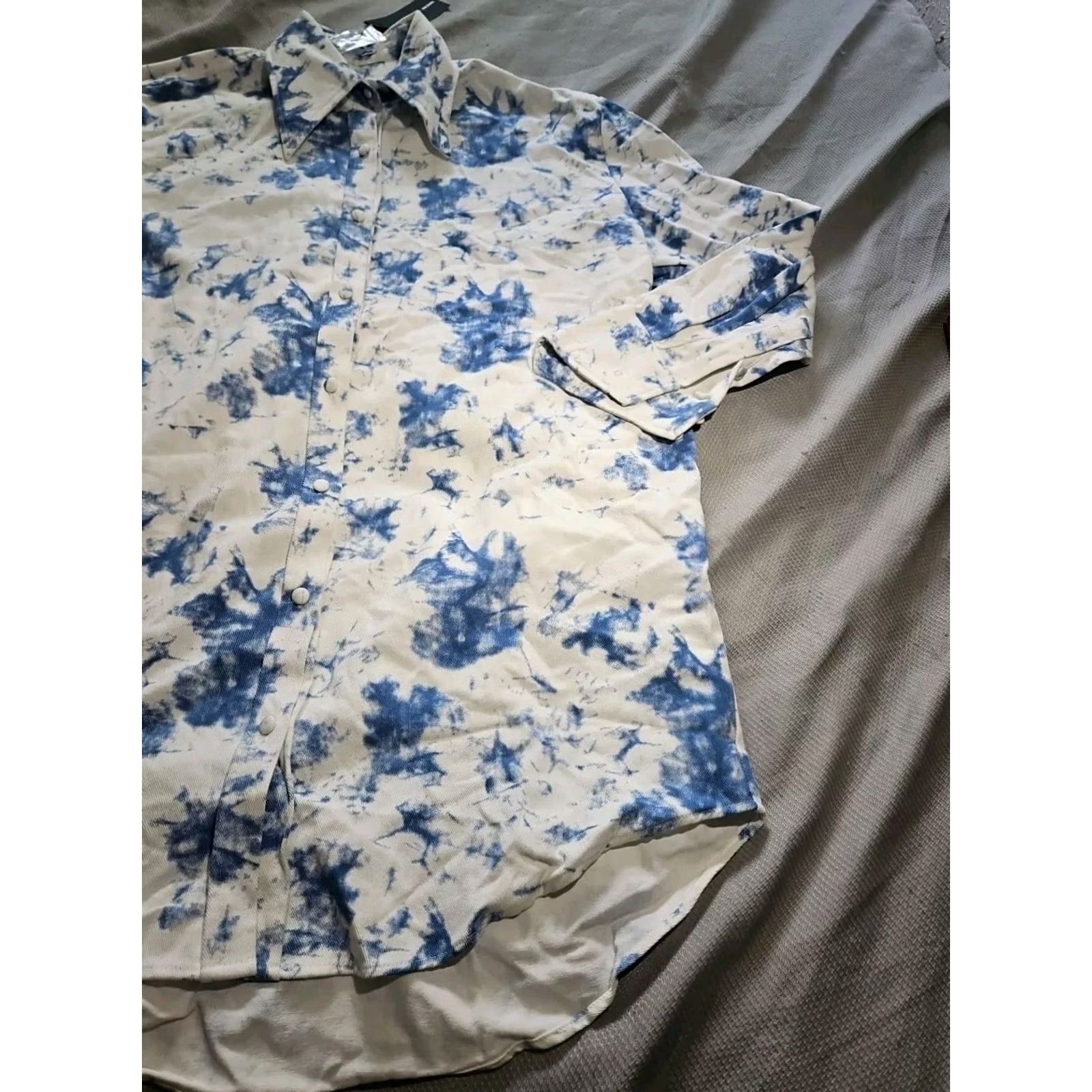 Fashion Nova Fashion Nova Shirt Dress Womens Large Blue Daniela Knit Denim Stretch Top Dress Size L / US 10 / IT 46 - 5 Thumbnail