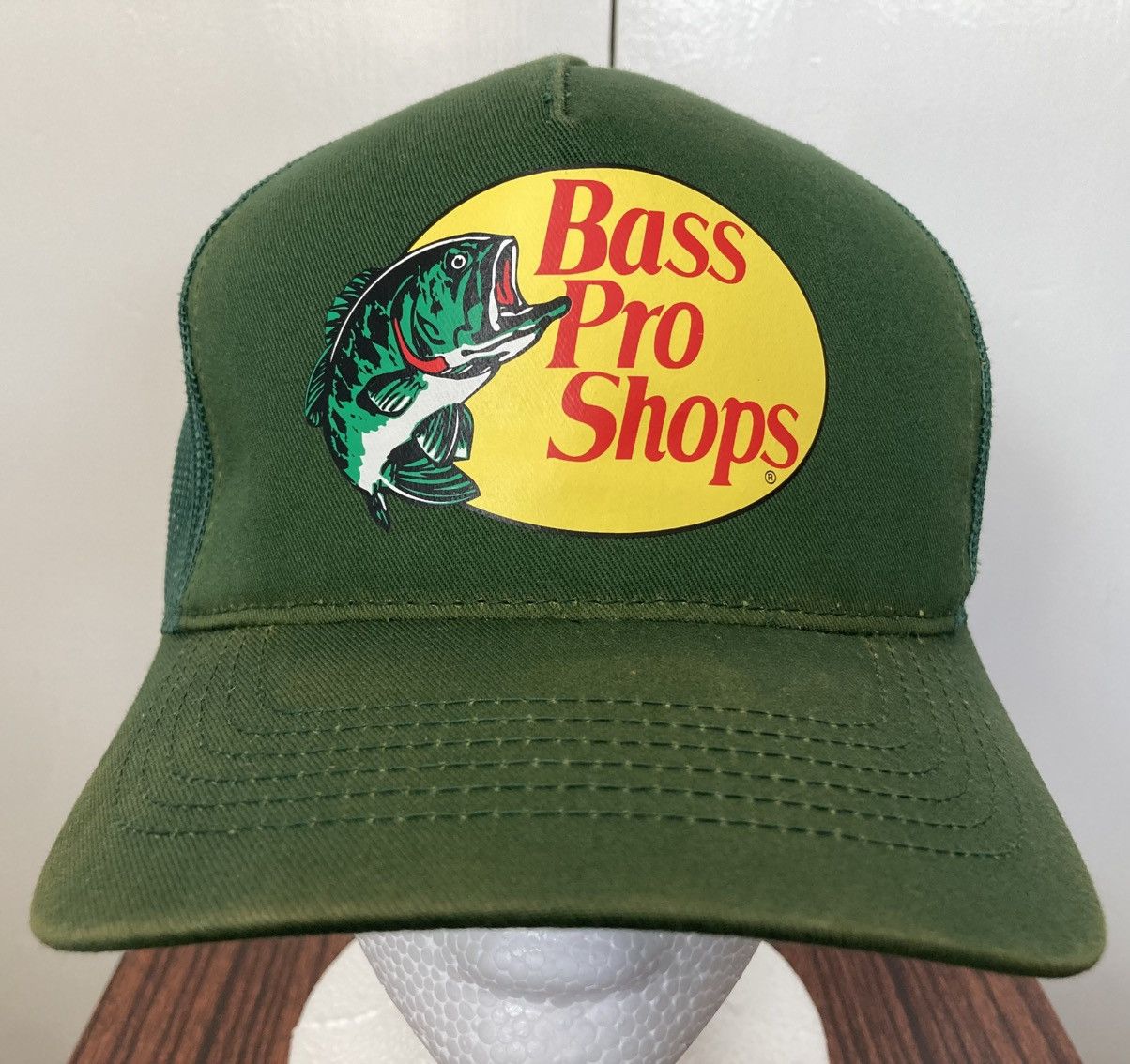 Bass Pro Shops × Vintage BASS PRO SHOPS SNAPBACK HAT CAP TRUCKER MESH GREEN FISHING Size ONE SIZE - 2 Thumbnail