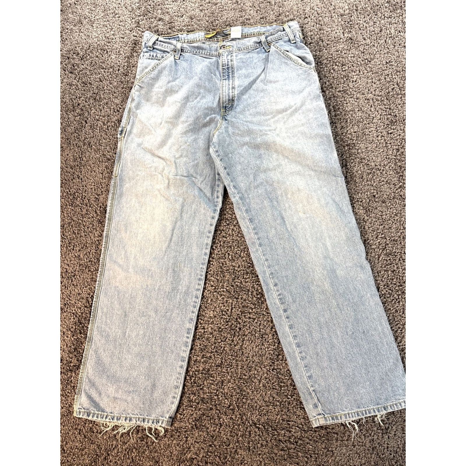 Levi's VTG Levi's Silvertab Carpenter Jeans Mens 40x33 Baggy Frayed Light Wash 90s Silver Tab Straight 40 33 Men Mens Size US 40 / EU 56 - 4 Thumbnail