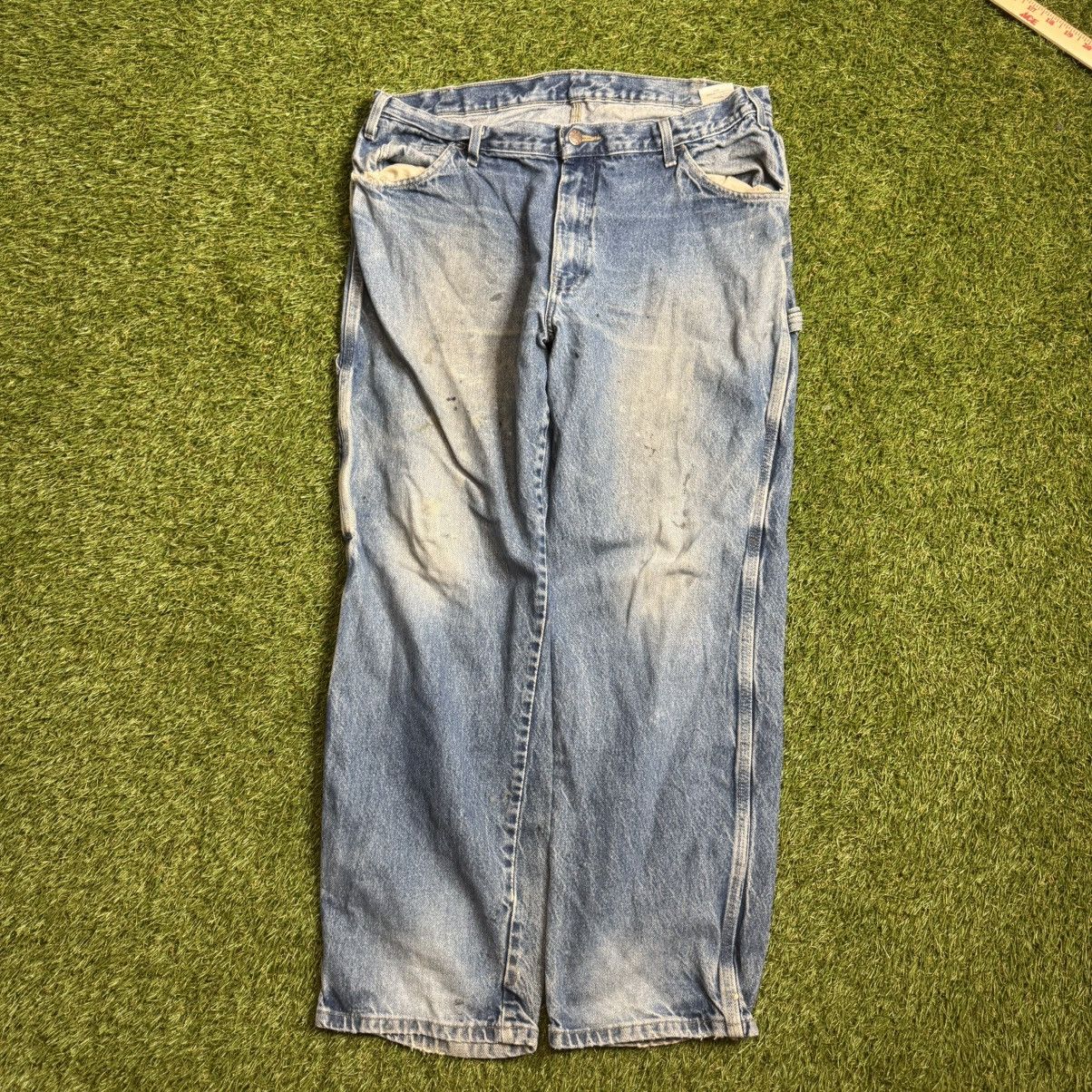 Dickies Vintage 00s Faded Blue Dickies Baggy Blue Carpenter Jeans Size US 32 / EU 48 - 3 Thumbnail