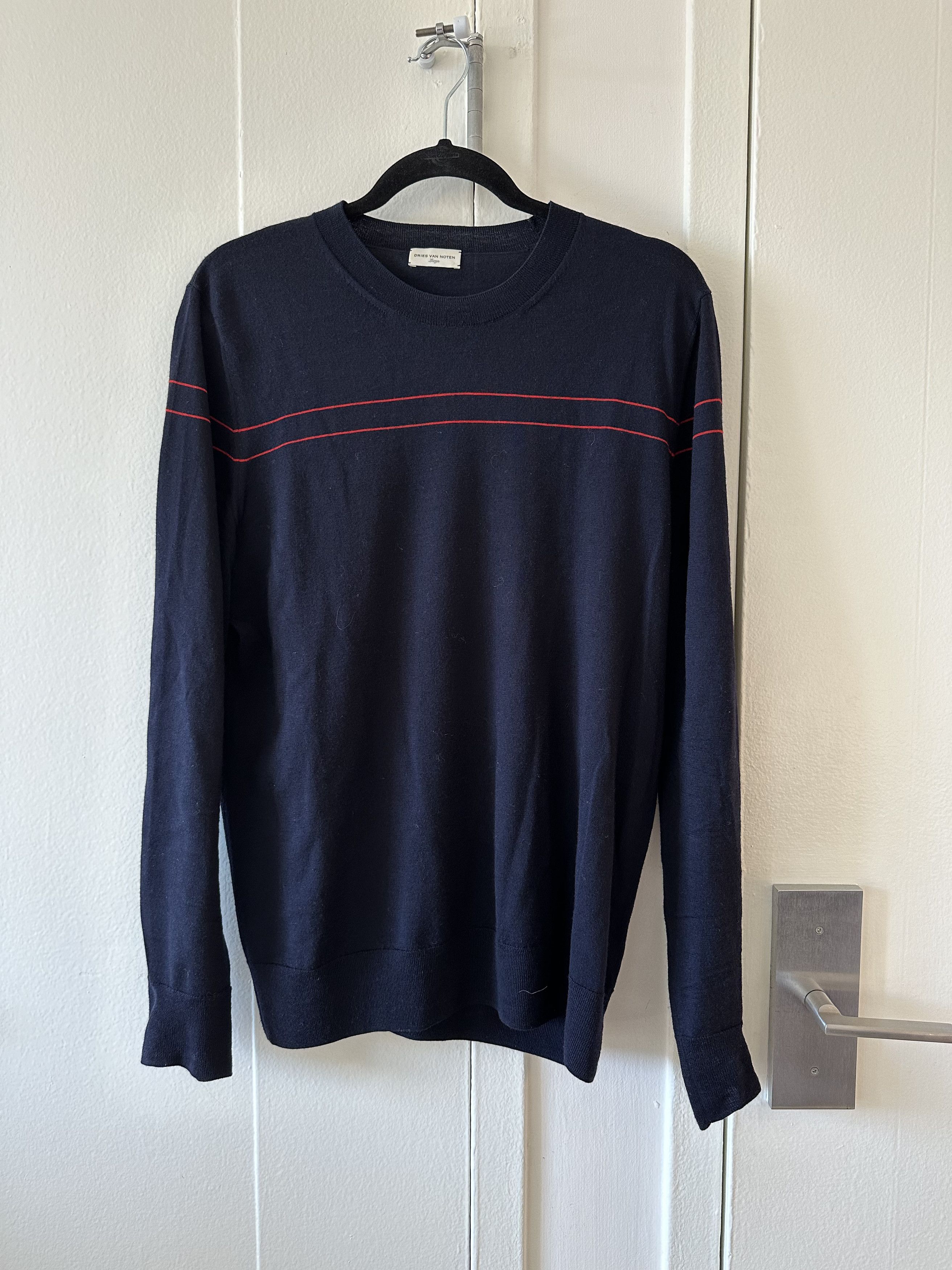 image of Dries Van Noten Knit Sweater in Black/Red, Men's (Size Medium)