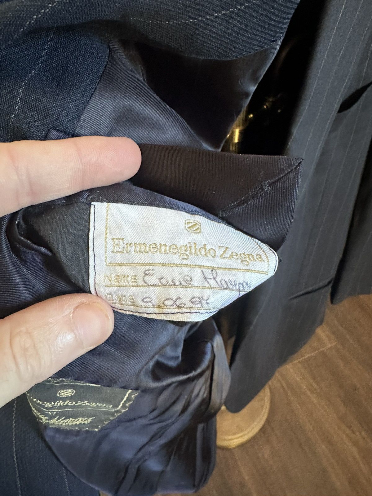 Ermenegildo Zegna Custom tailored navy pinstriped woven wool jacket Size 46R - 14 Thumbnail