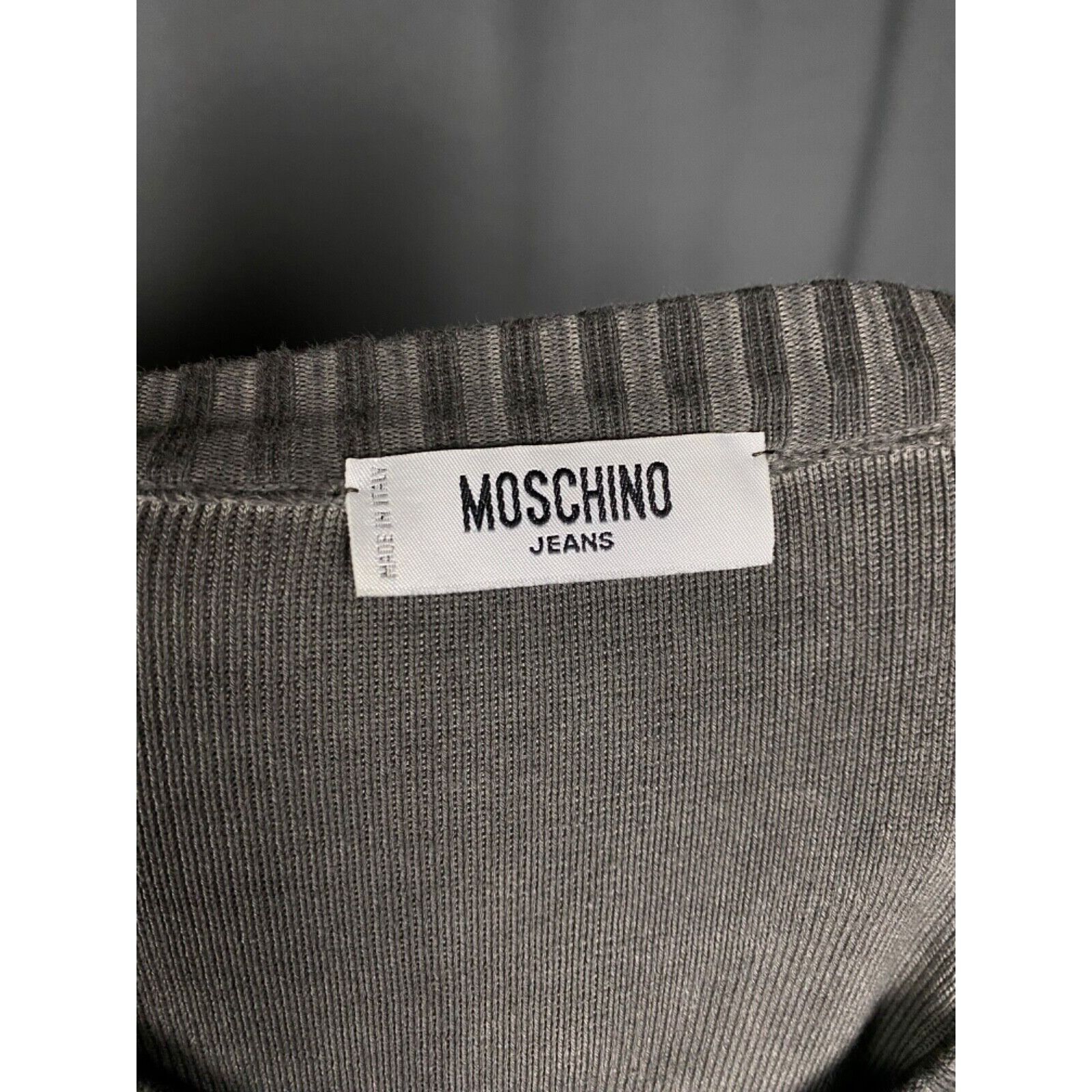 Moschino Moschino Men's Distressed Gray Crewneck Sweater Size M Size US M / EU 48-50 / 2 - 8 Thumbnail