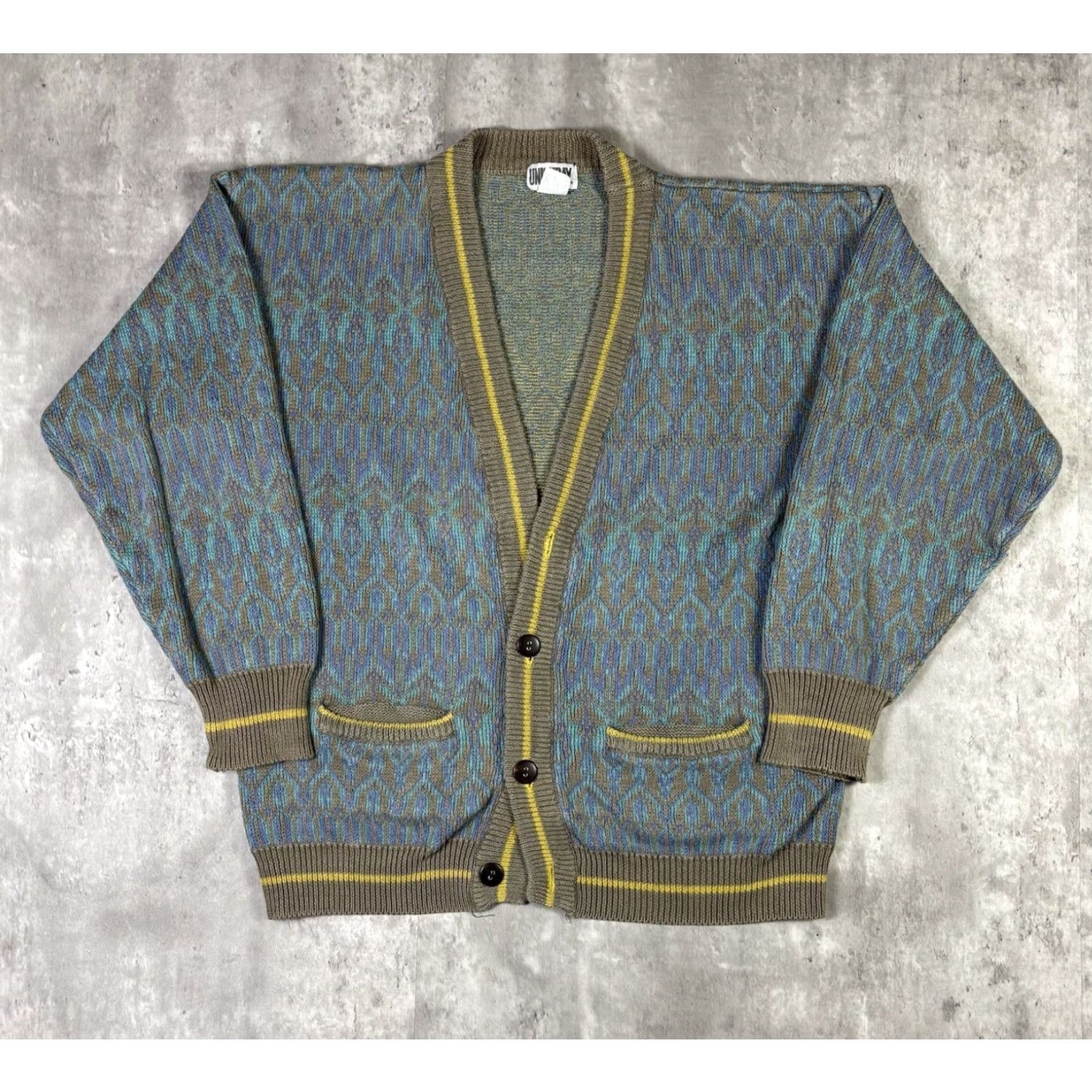 Vintage VINTAGE UnionBay Cardigan Sweater Knit Striped Abstract Geometric Pattern sz S Women Size S / US 4 / IT 40 - 2 Thumbnail