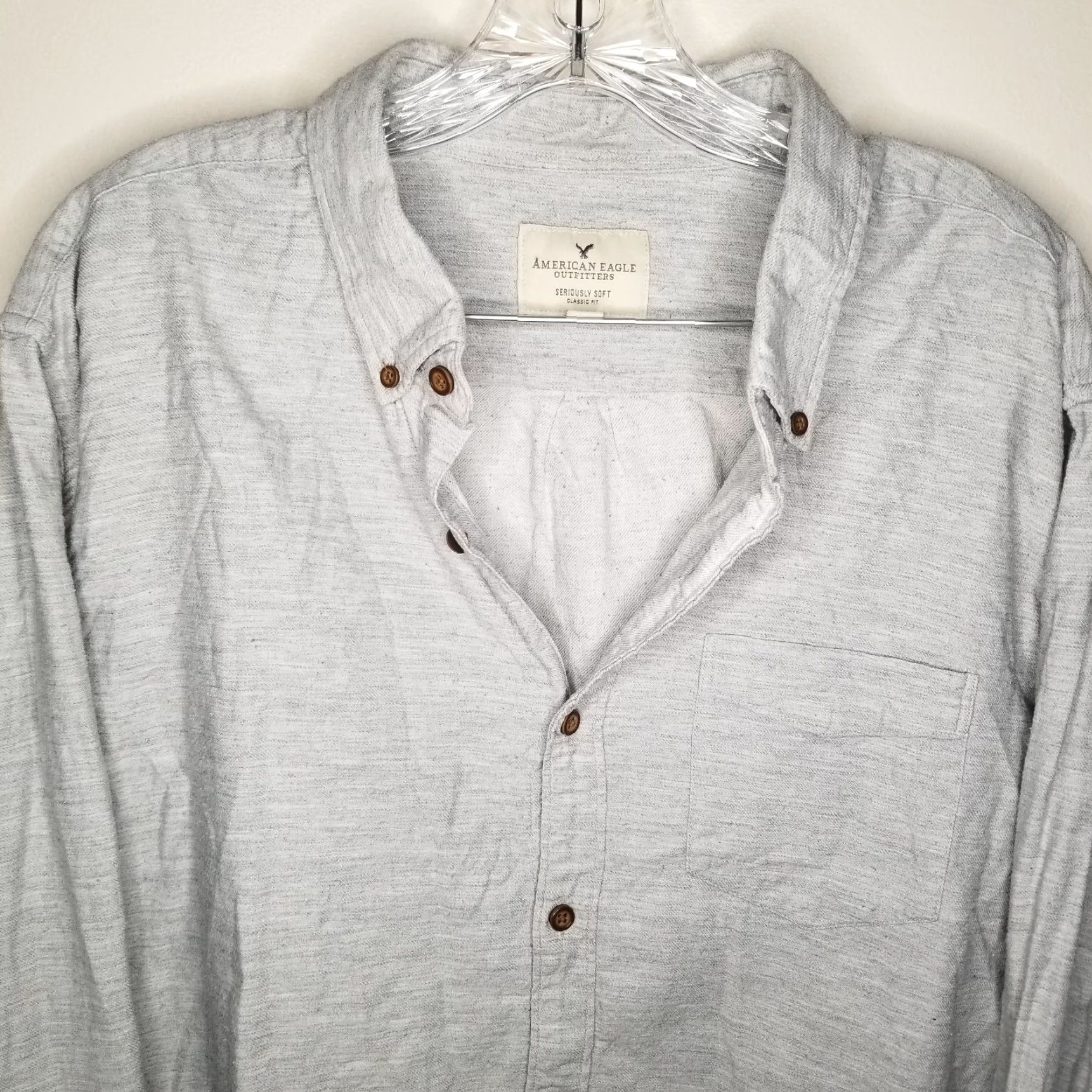 American Eagle Outfitters American Eagle Button Up Shirt Mens XL Gray Long Sleeve Size US XL / EU 56 / 4 - 2 Thumbnail
