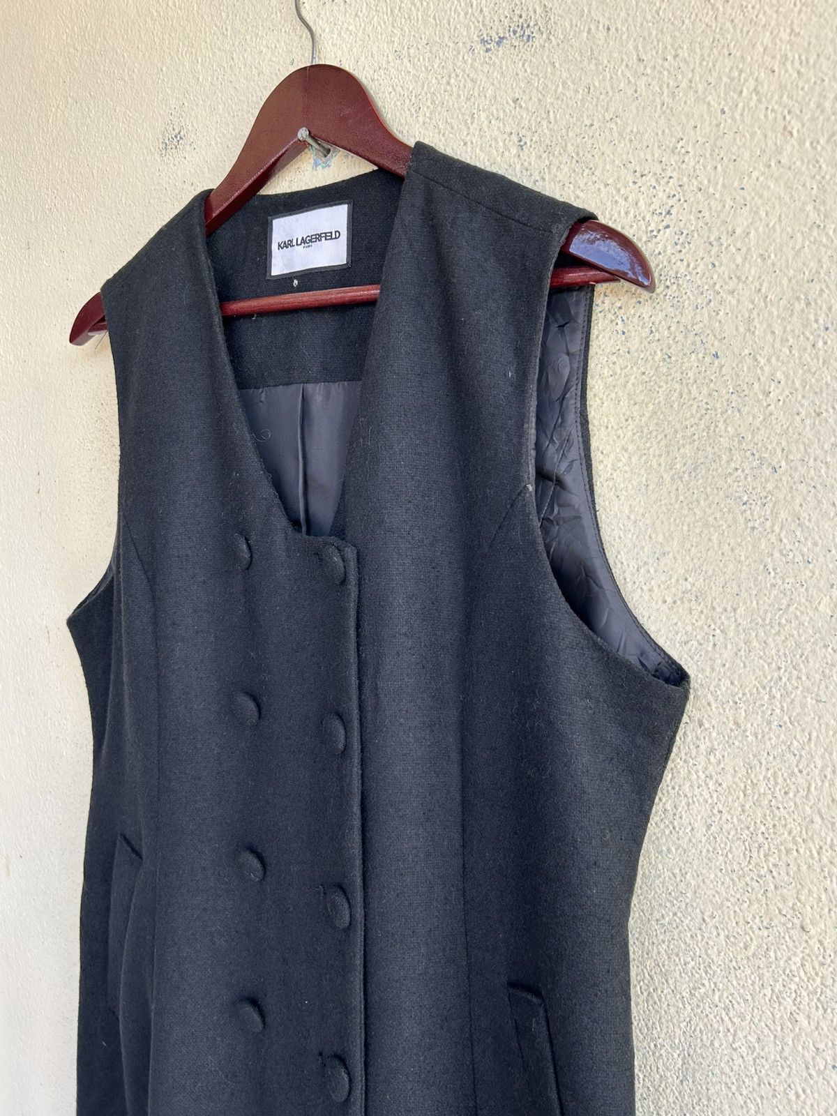 Designer × Karl Lagerfeld Karl Lagerfeld Sleeveless Polyester Long Coat Size ONE SIZE - 5 Thumbnail
