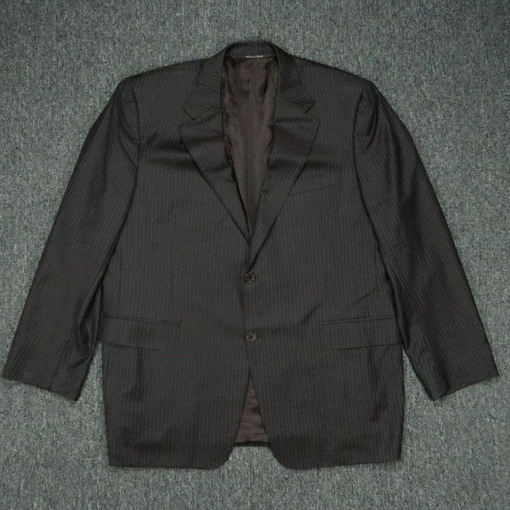 Canali VINTAGE Canali Blazer Mens 46R Gray Wool Striped Sport Coat Jacket Italy Size 46R - 2 Thumbnail