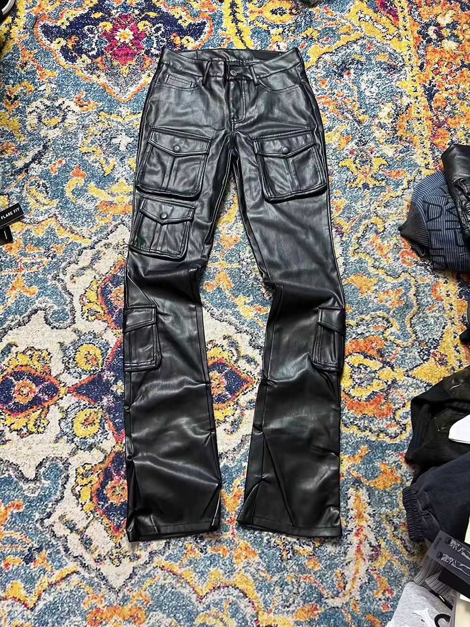 Leather Pu Leather Cargo Pants Size US 38 / EU 54 - 3 Thumbnail