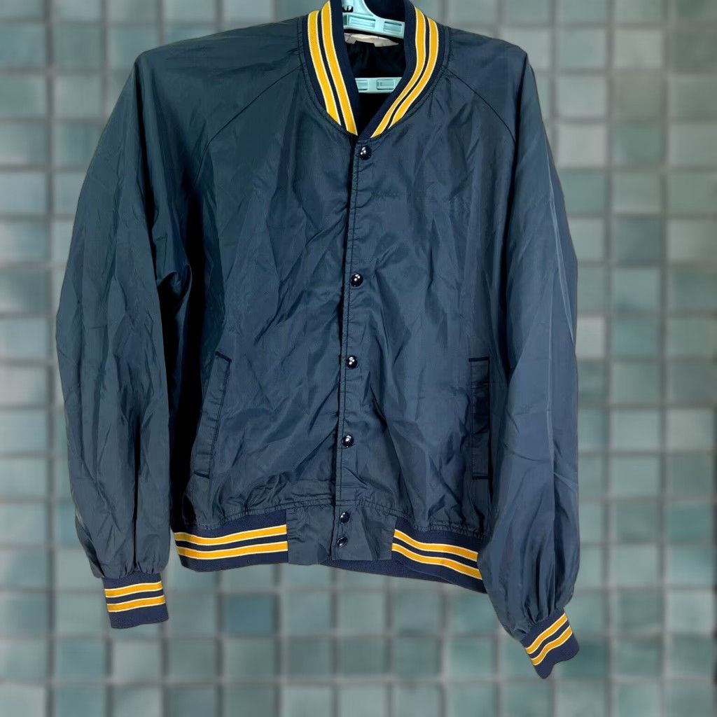 Chalk Line VINTAGE Chalk Line Windbreaker Jacket Mens XL Black Button USA 80s Satin Lined Jacket Mid-Length Chest 54 Size US XL / EU 56 / 4 - 1 Thumbnail