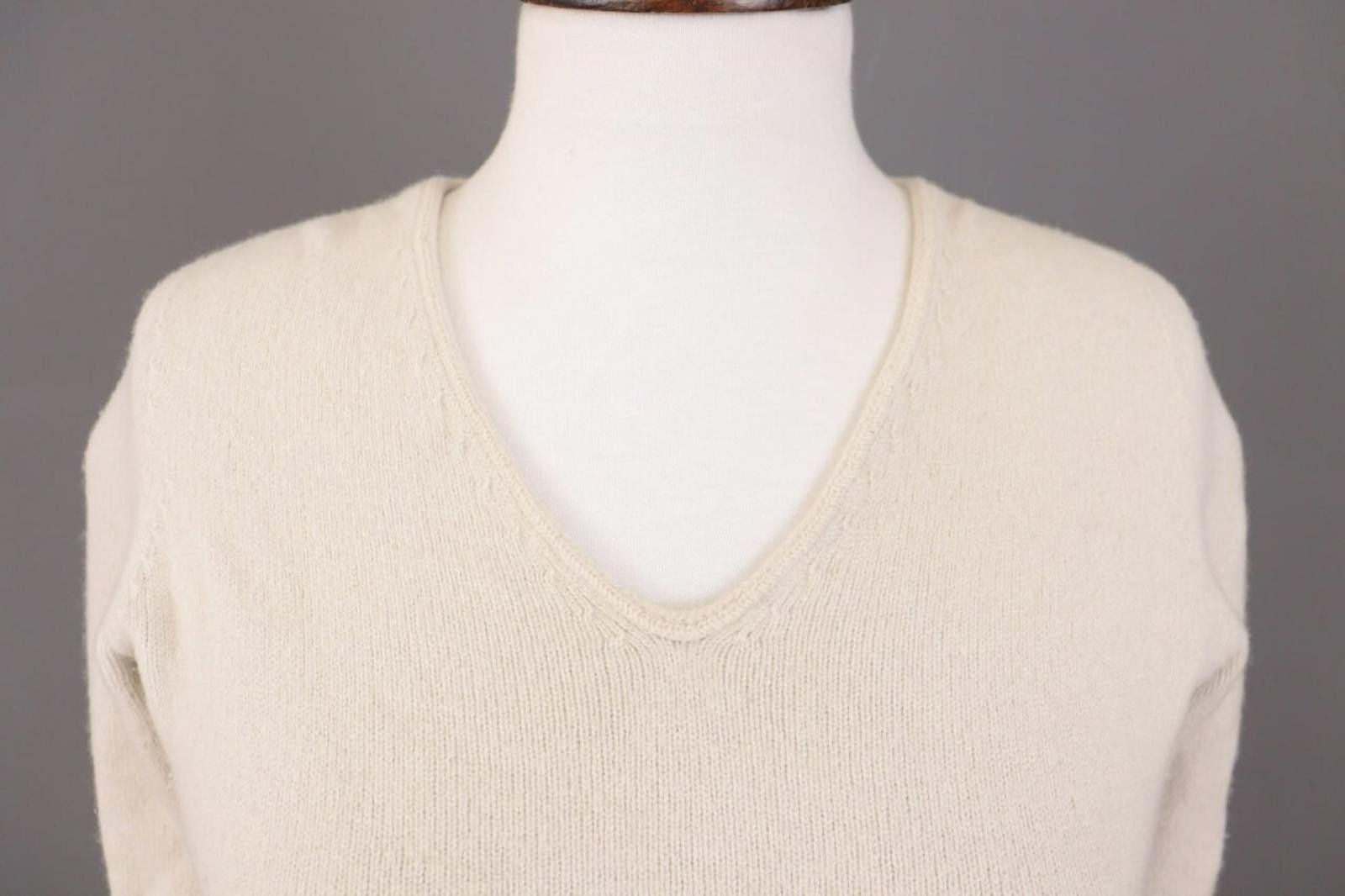 Designer Le Tricot Perugia Beige Wool Silk Knit Sweater Size M Size M / US 6-8 / IT 42-44 - 6 Thumbnail
