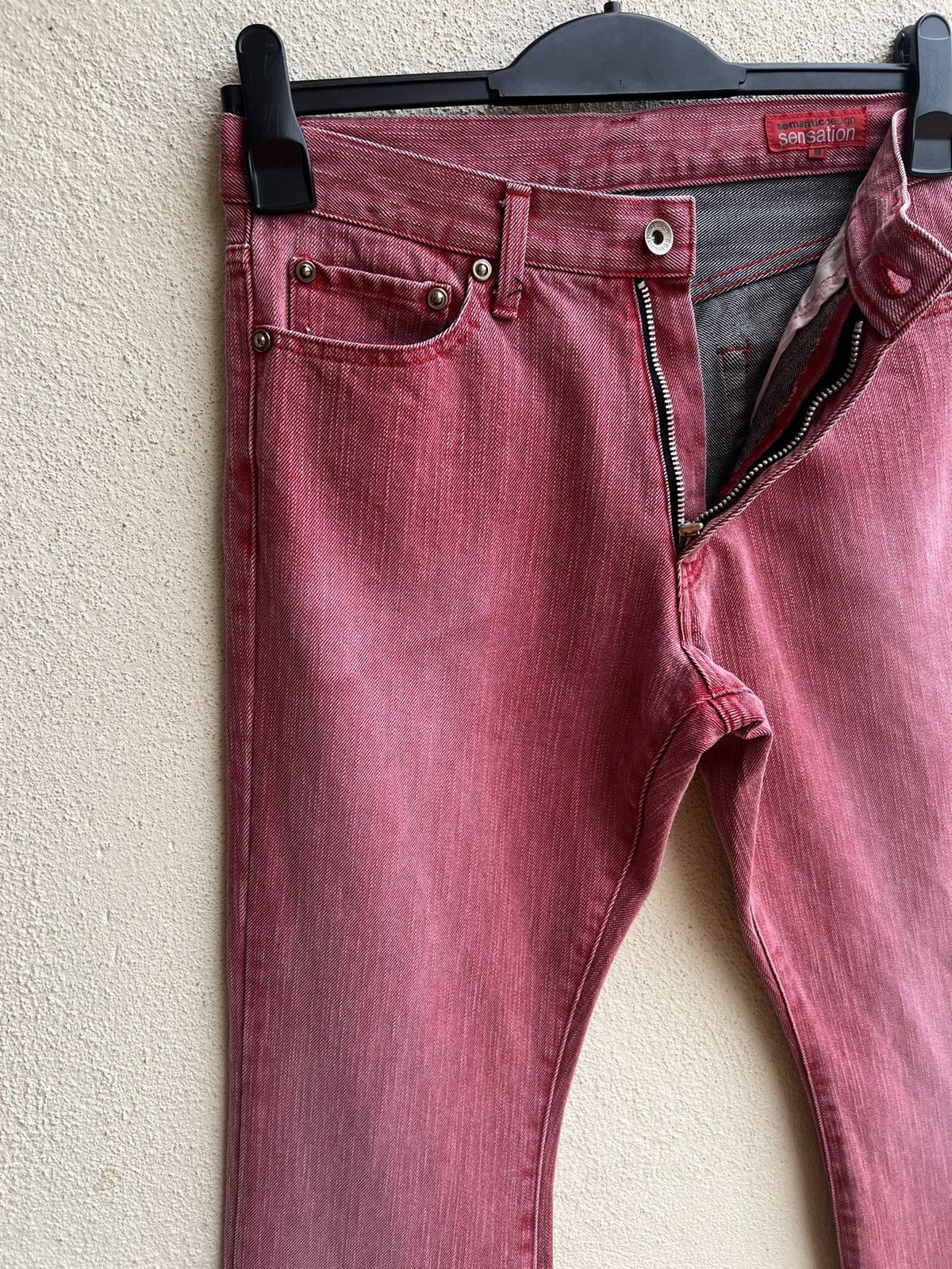 semanticdesign Vintage Semantic Design Sensation Fade Red Denim Flare Jeans Size US 29 - 9 Thumbnail