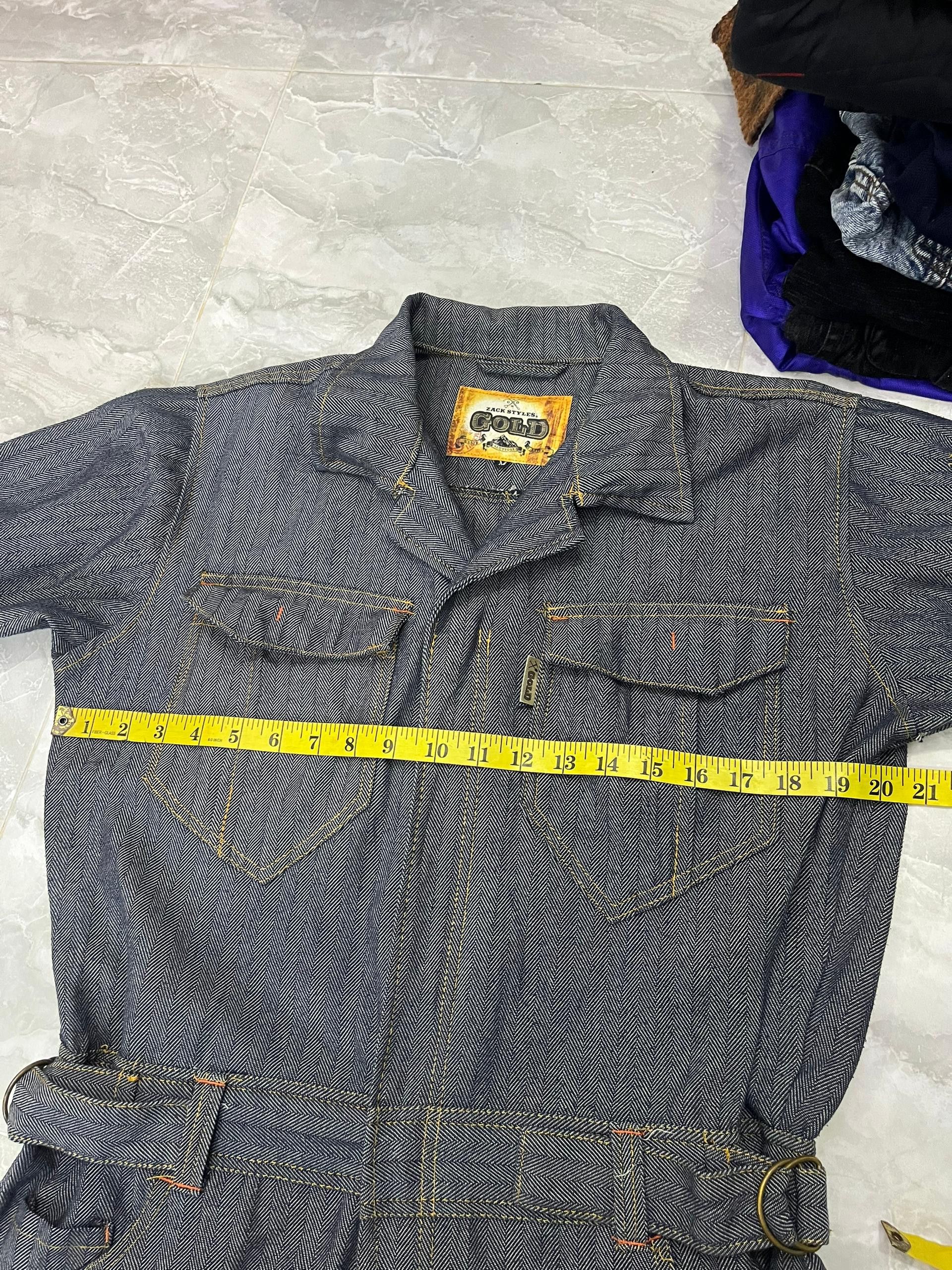 Japanese Brand Zack Styles Gold Herringbone Denim Coverall Size US S / EU 44-46 / 1 - 21 Thumbnail