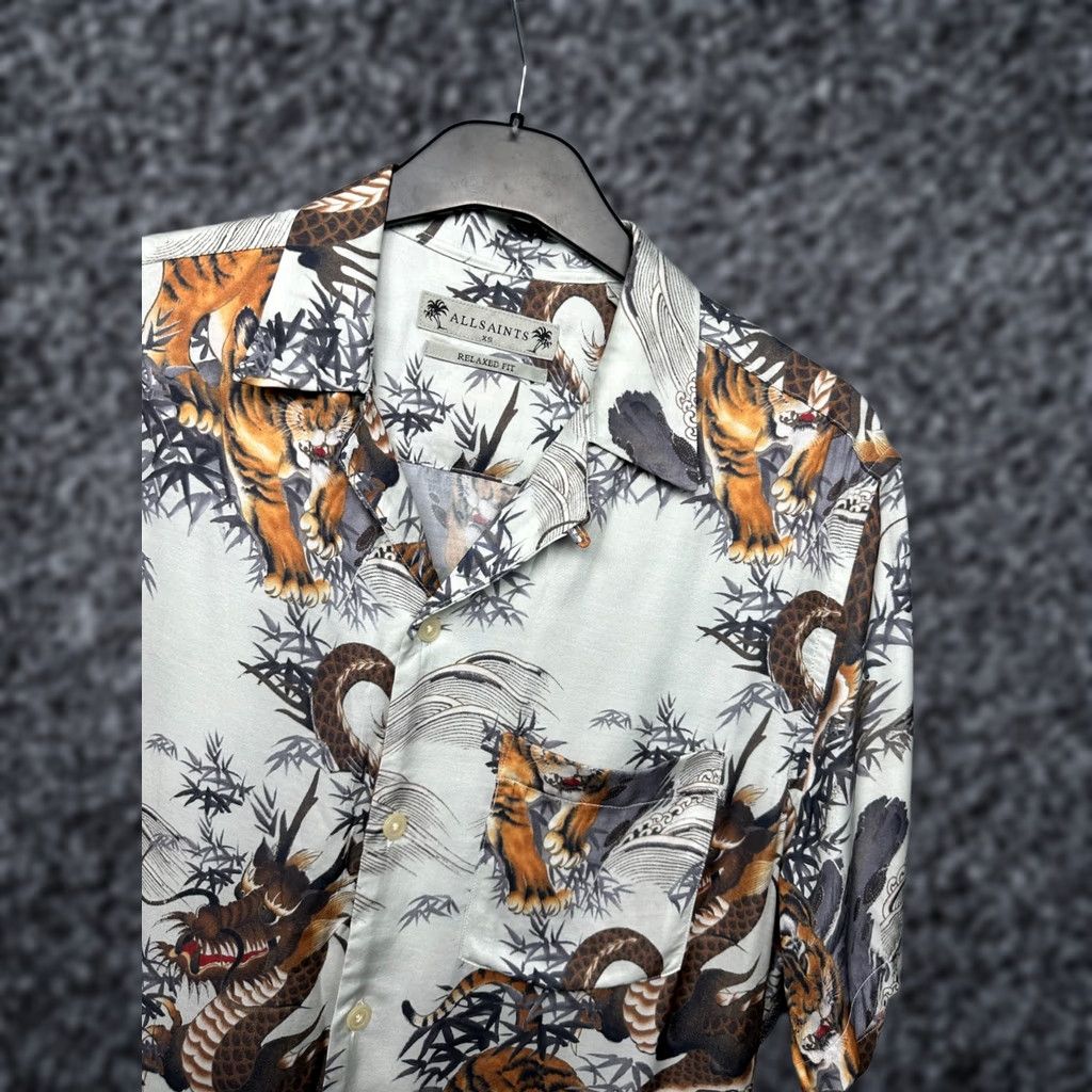 Allsaints Allsaints Kali Hawaiian Shirt Dragon Tiger XS Men Button-Up Short Sleeve Collared Multicolor Pattern Hawaiian 90s Theme Mens Size US XS / EU 42 / 0 - 1 Thumbnail