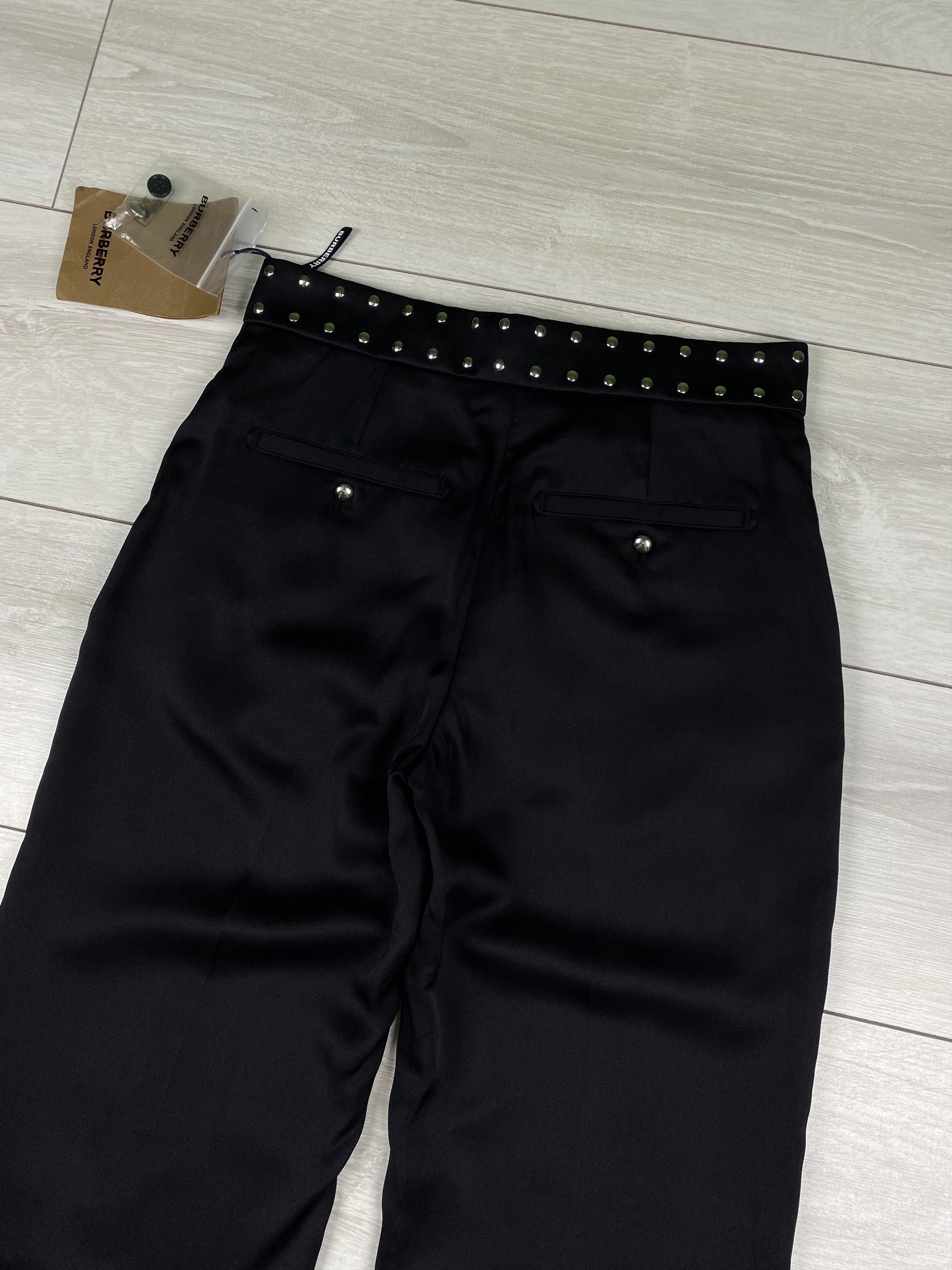 Burberry Burberry Black Silk Satin Studded Tailored Trousers pants Size 24" / US 00 / IT 34 - 11 Thumbnail