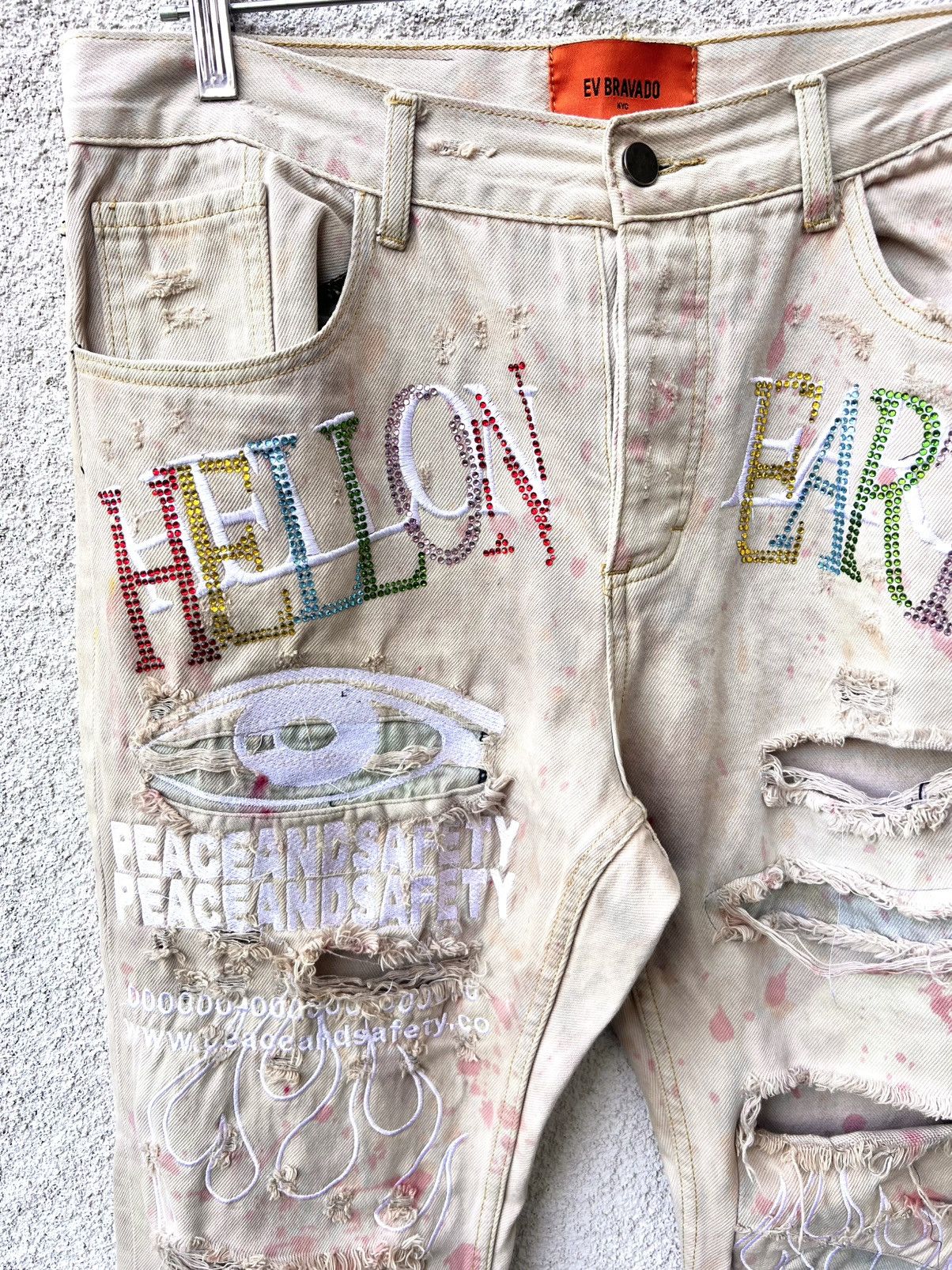 Ev Bravado Ev Bravado Hell On Earth Gemstone Distressed Jeans Size 34 Size US 34 / EU 50 - 3 Thumbnail