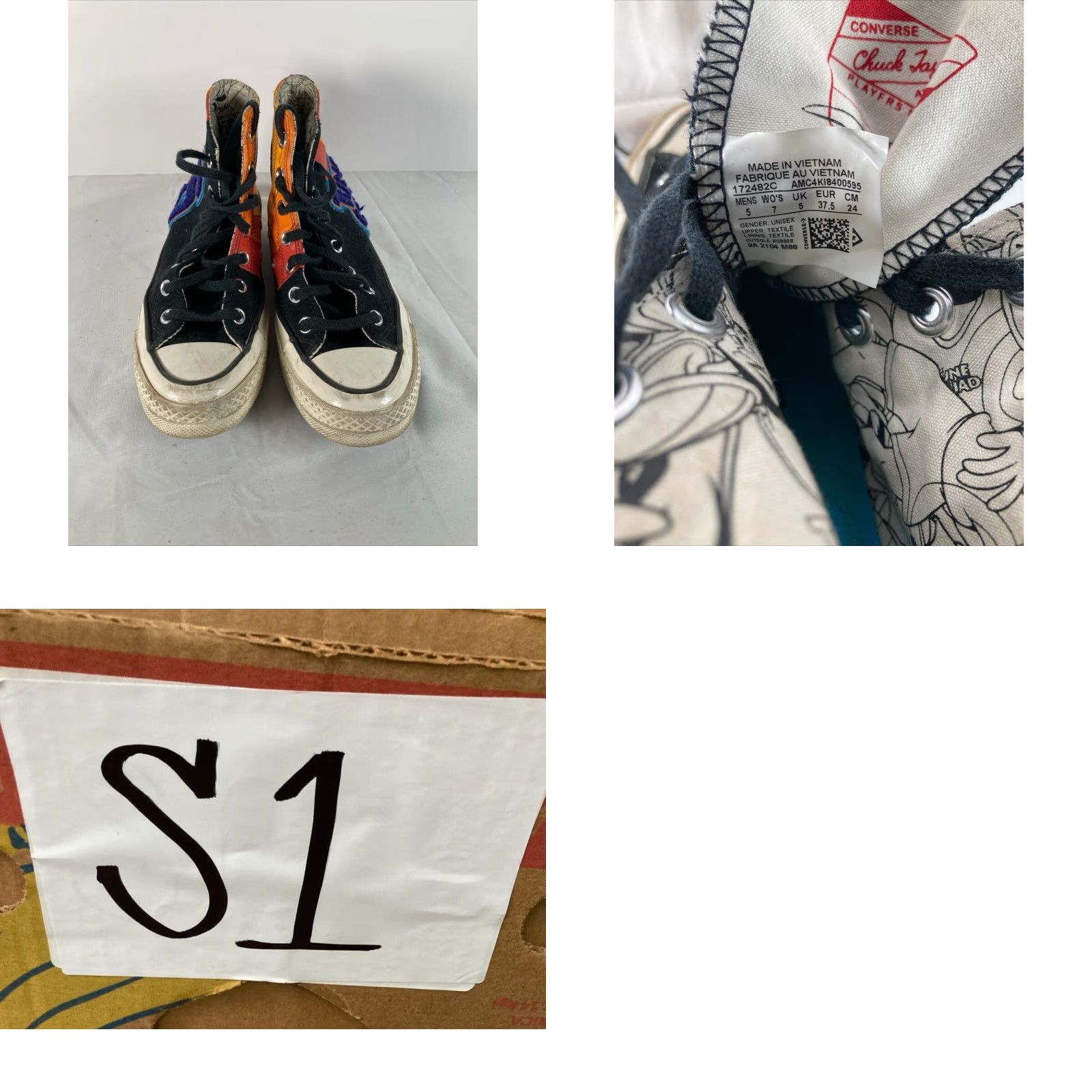 Converse Converse Chuck Taylor All Star Hi Space Jam Mens 7 Tune Squad Mens 5 Black Colorblock Lace Up High Top Athletic Sneaker 90s Space Mens Shoes Size ONE SIZE - 8 Thumbnail